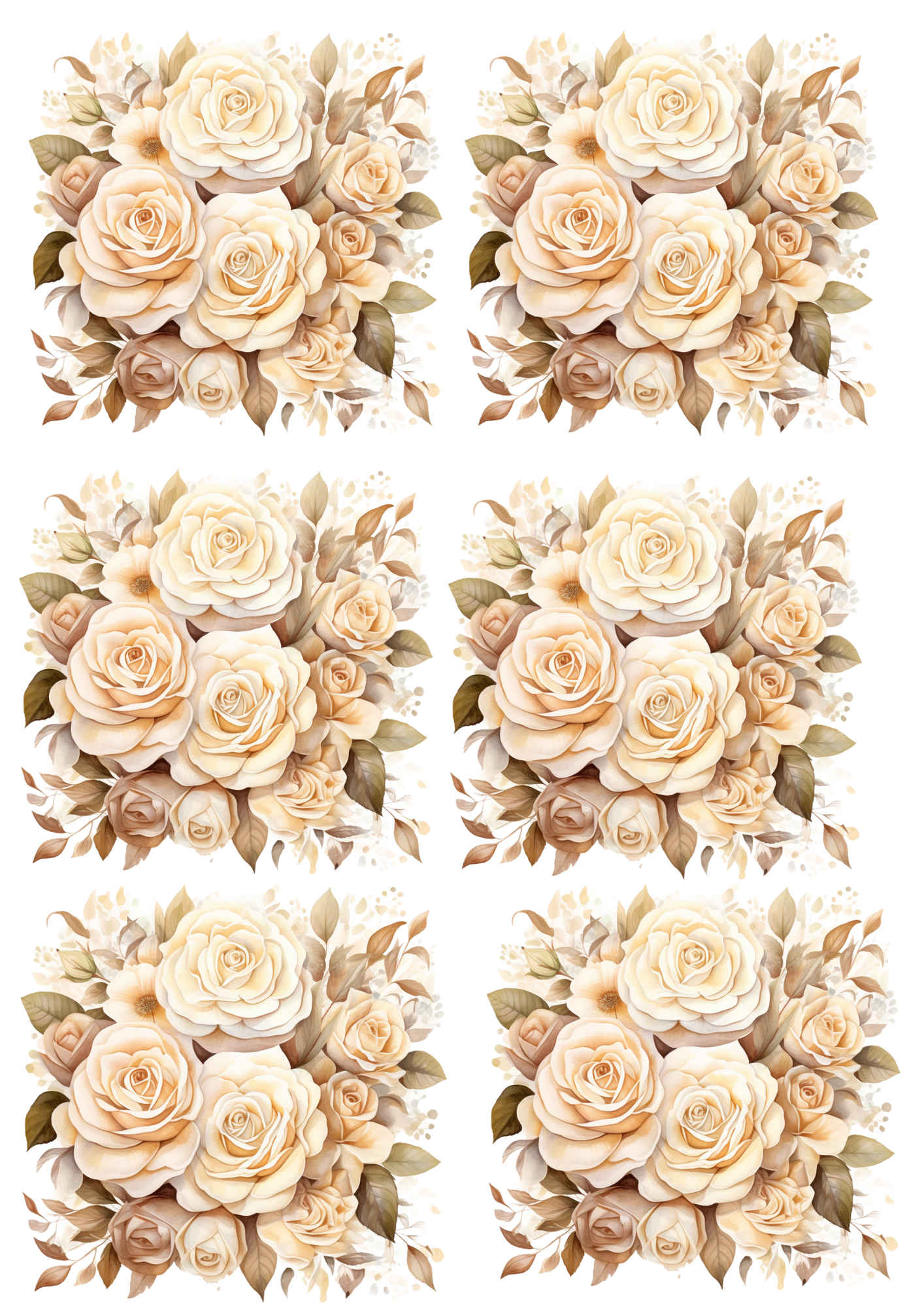 Rice Paper For Decoupage Bouquet of Vintage Roses Collage Cat No. 4017