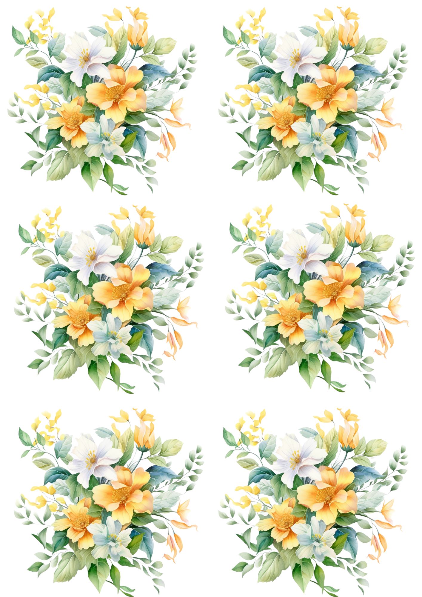 Rice Paper For Decoupage Bouquets of Spring Flowers Collage Cat No. 4026