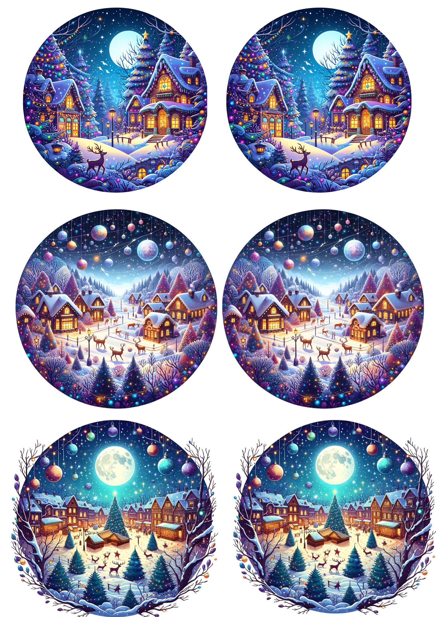Reispapier für Decoupage, Weihnachtsszenen in Kreisen, Collage, Kat.-Nr. 4030
