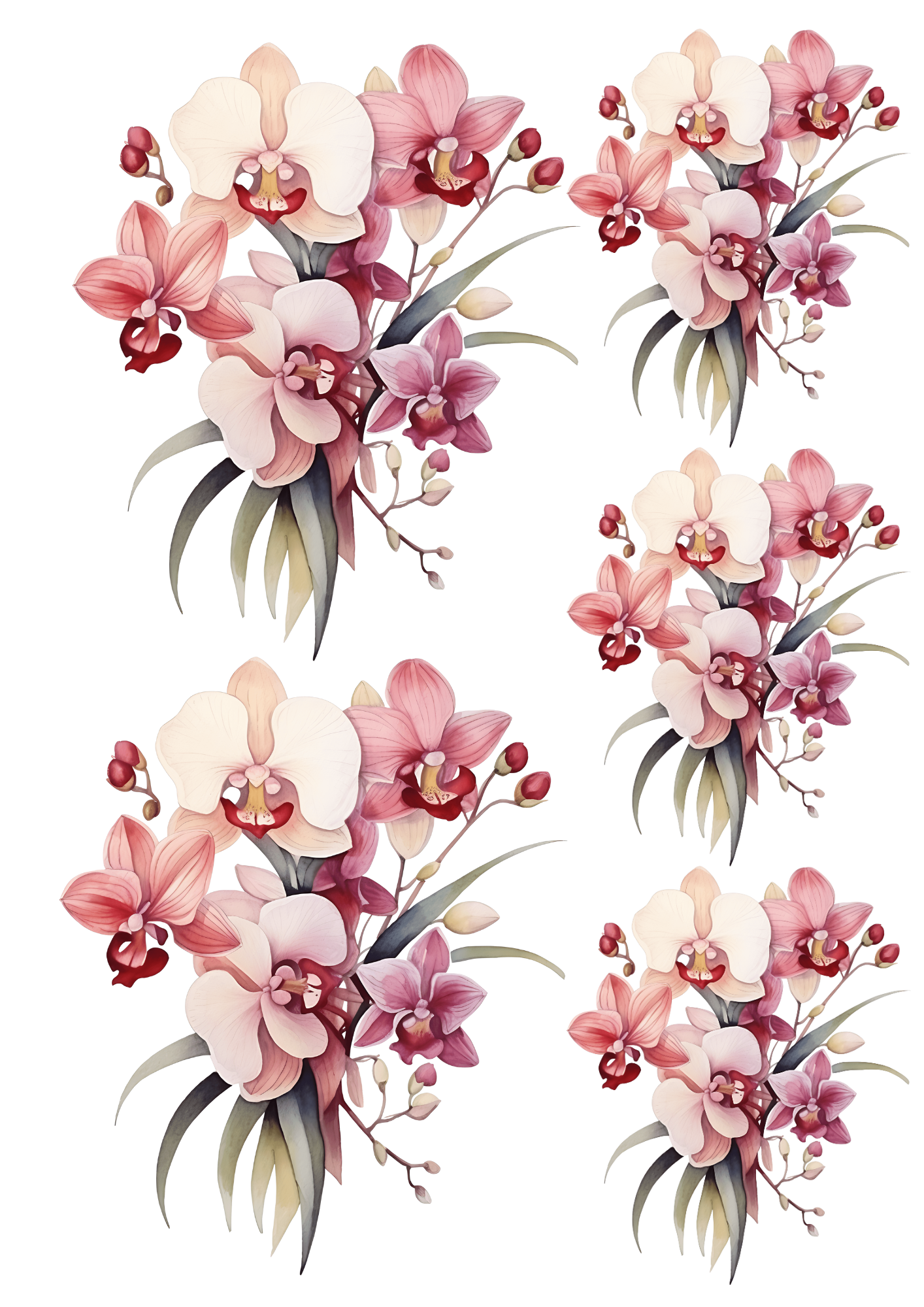 Rice Paper For Decoupage Orchid Collage Cat No. 4179