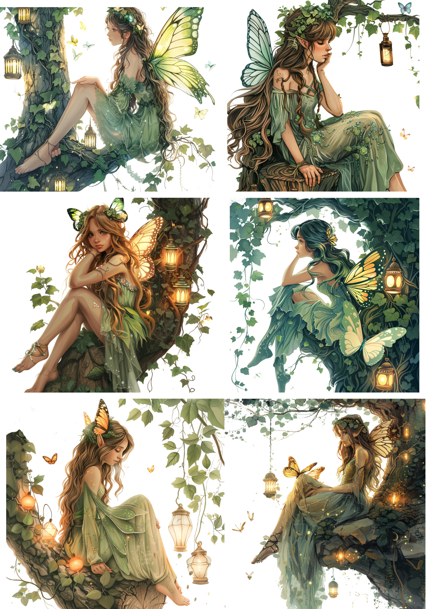 Rice Paper For Decoupage Forest Fairy Sitting on Tree Collage Cat. No. 4333