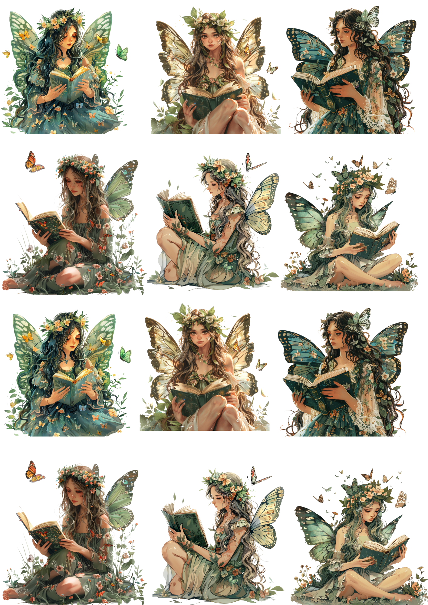 Rice Paper For Decoupage Forest Fairy Sitting on Tree 4 Collage Cat. No. 4337