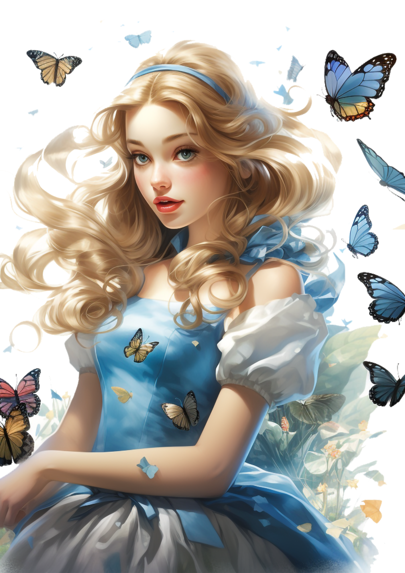 Rice Paper For Decoupage Alice In Wonderland Among The Butterflies Full Cat. No. 4339