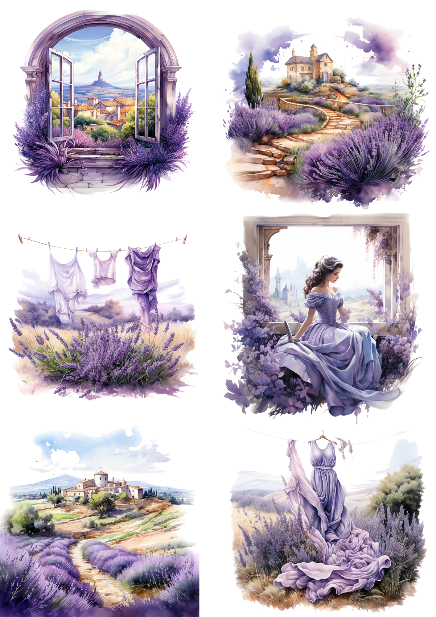 Rice Paper For Decoupage Residence In Provence And Lavender 2 Collage Cat. No. 4348