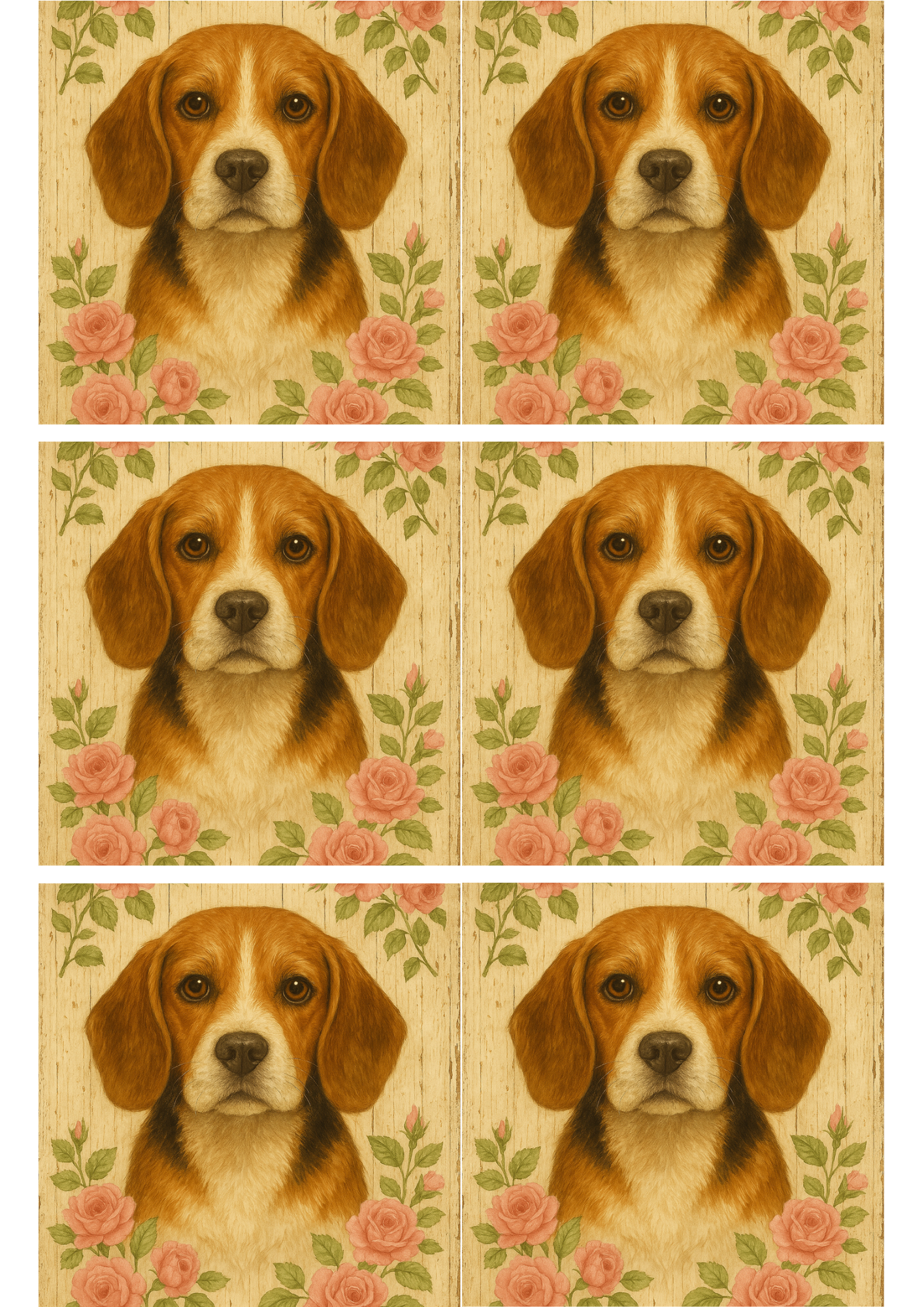 Rice Paper For Decoupage Beagle Dog Collage Cat. No. 4351