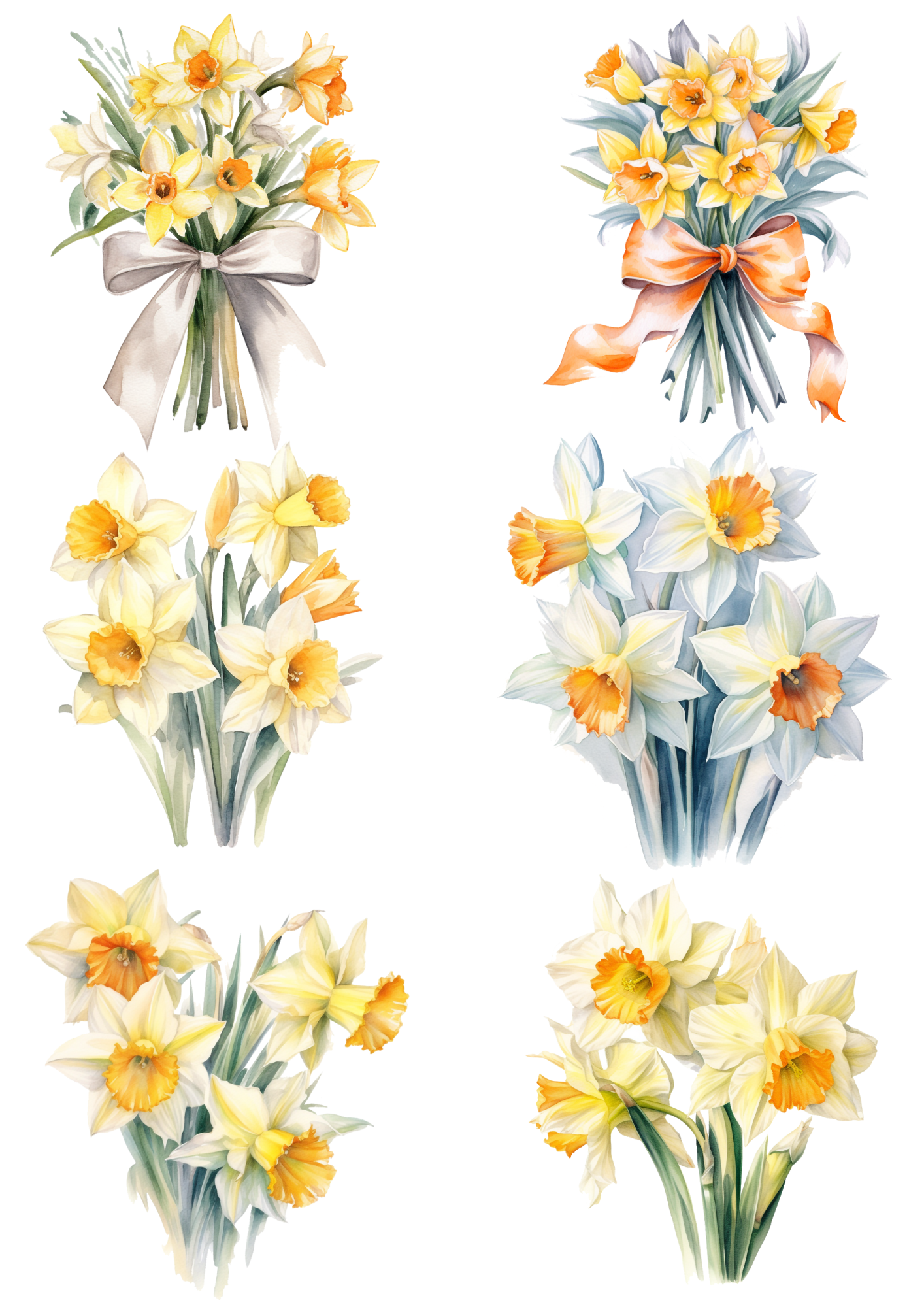 Rice Paper For Decoupage Daffodil Bouquets Collage Cat. No. 4382
