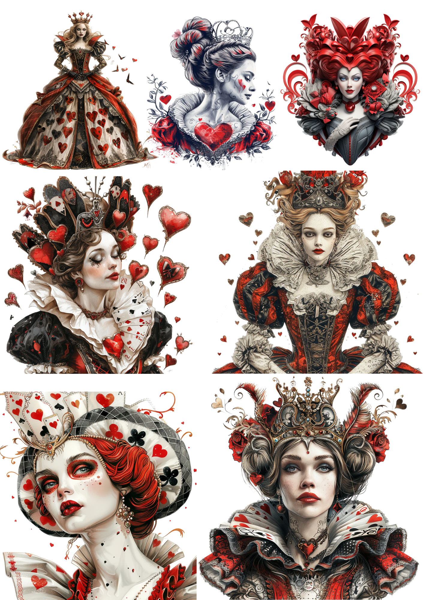 Rice Paper For Decoupage Queen of Hearts From Alice in Wonderland Collage Cat. No. 4385