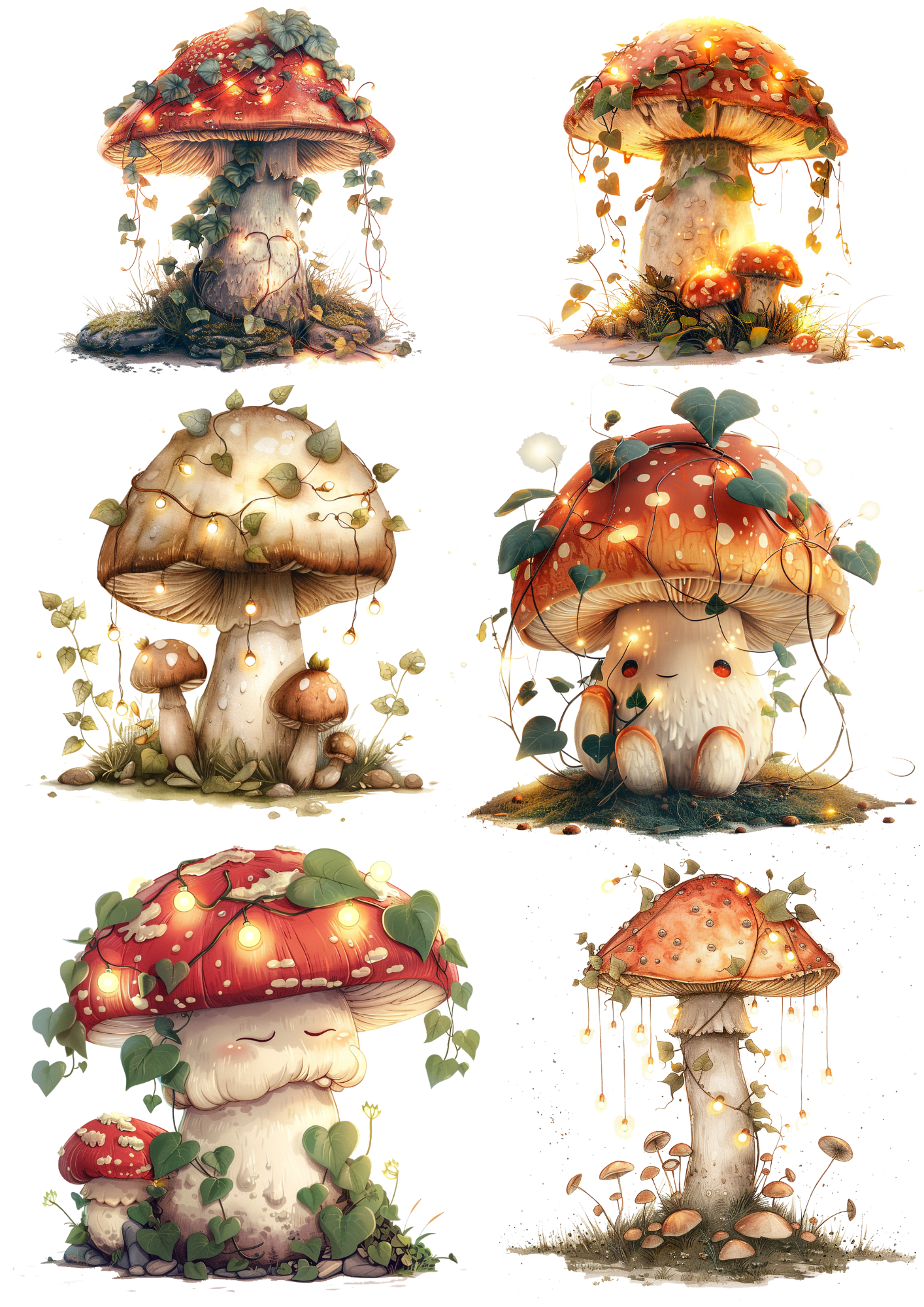 Rice Paper For Decoupage Magic Mushrooms Toadstools Collage Cat. No. 4387