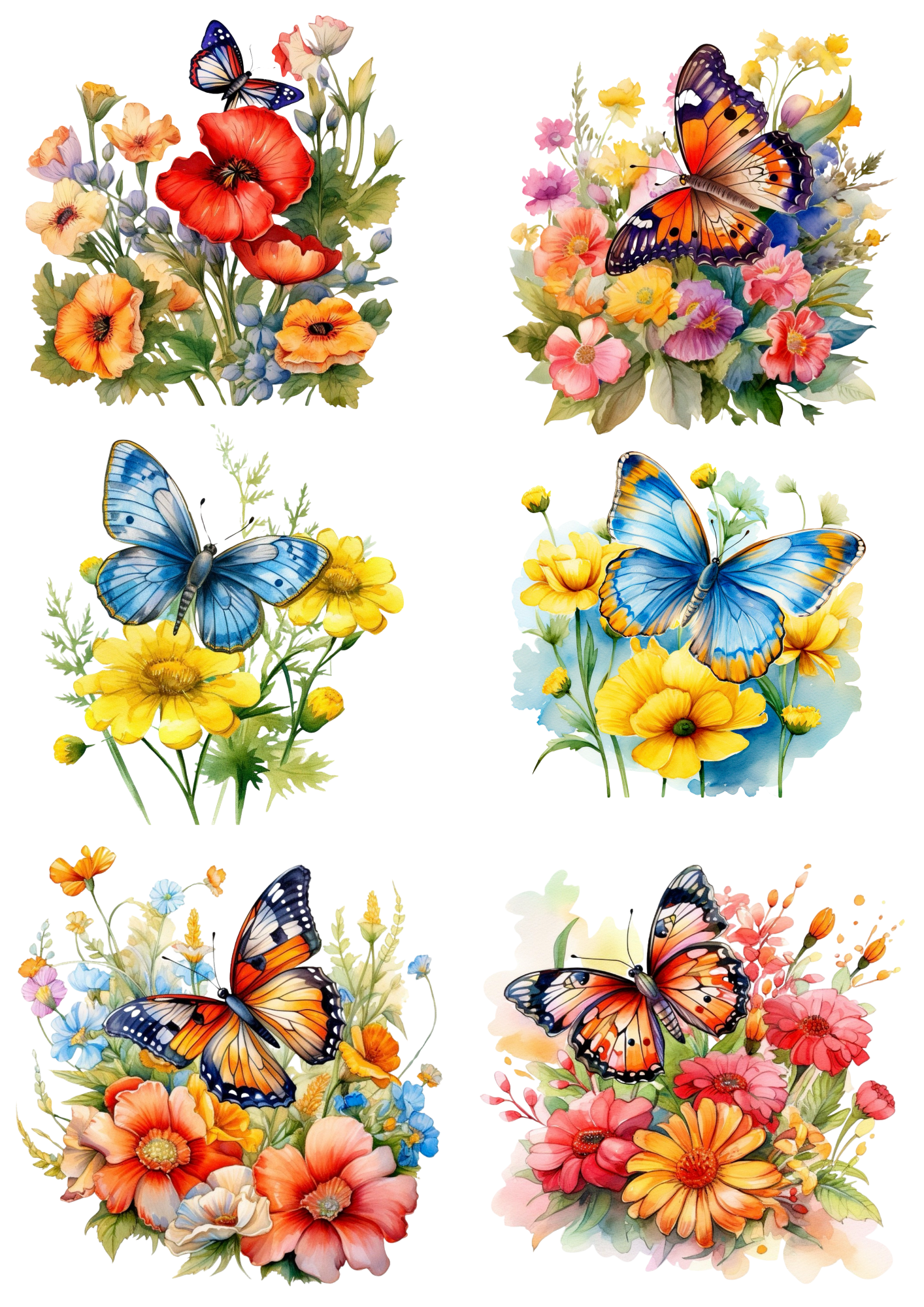 Reispapier für Decoupage-Collage „Schmetterling über Blumen“ Kat. Nr. 4390