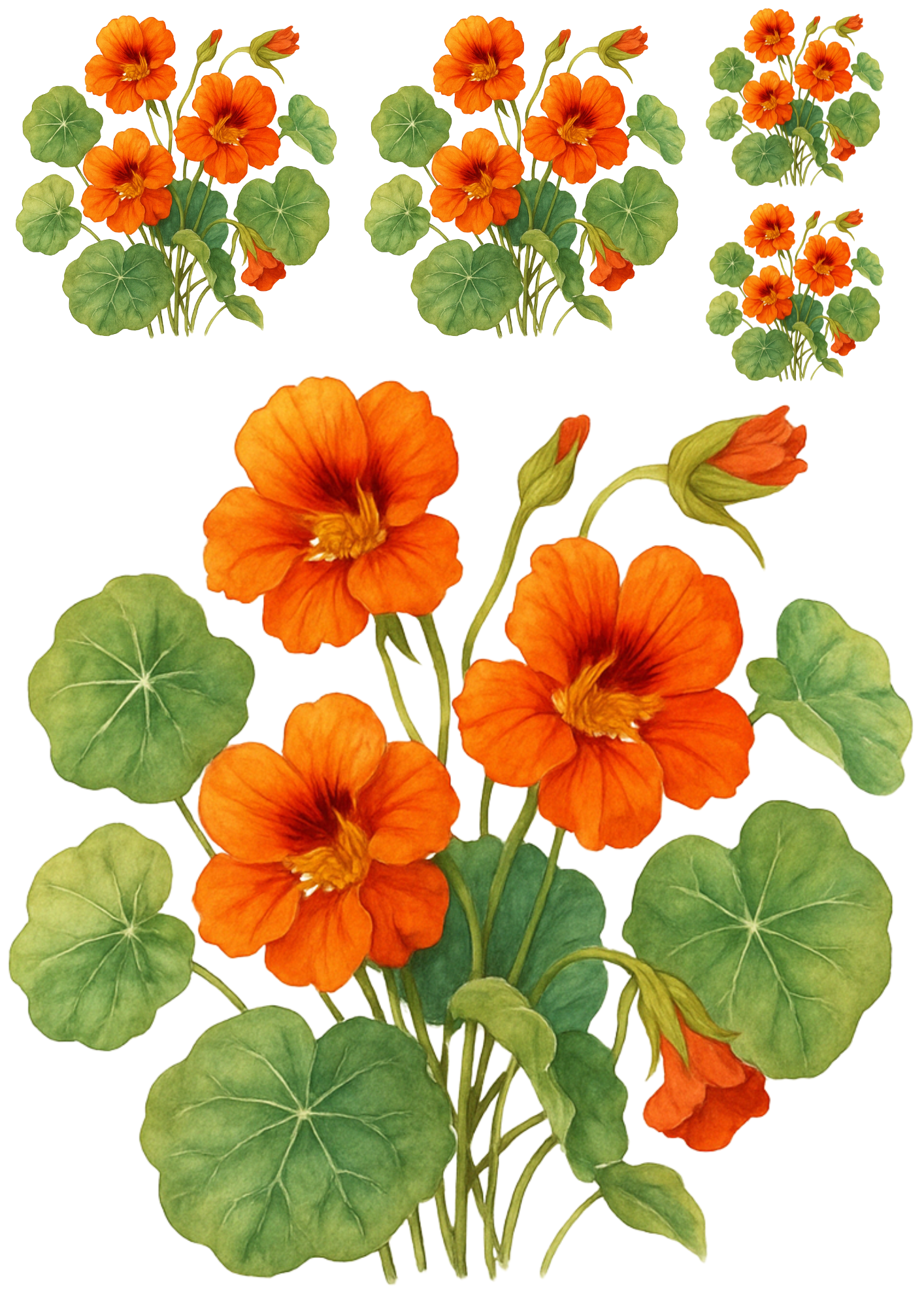 Rice Paper For Decoupage Nasturtiums Collage Cat. No. 4433