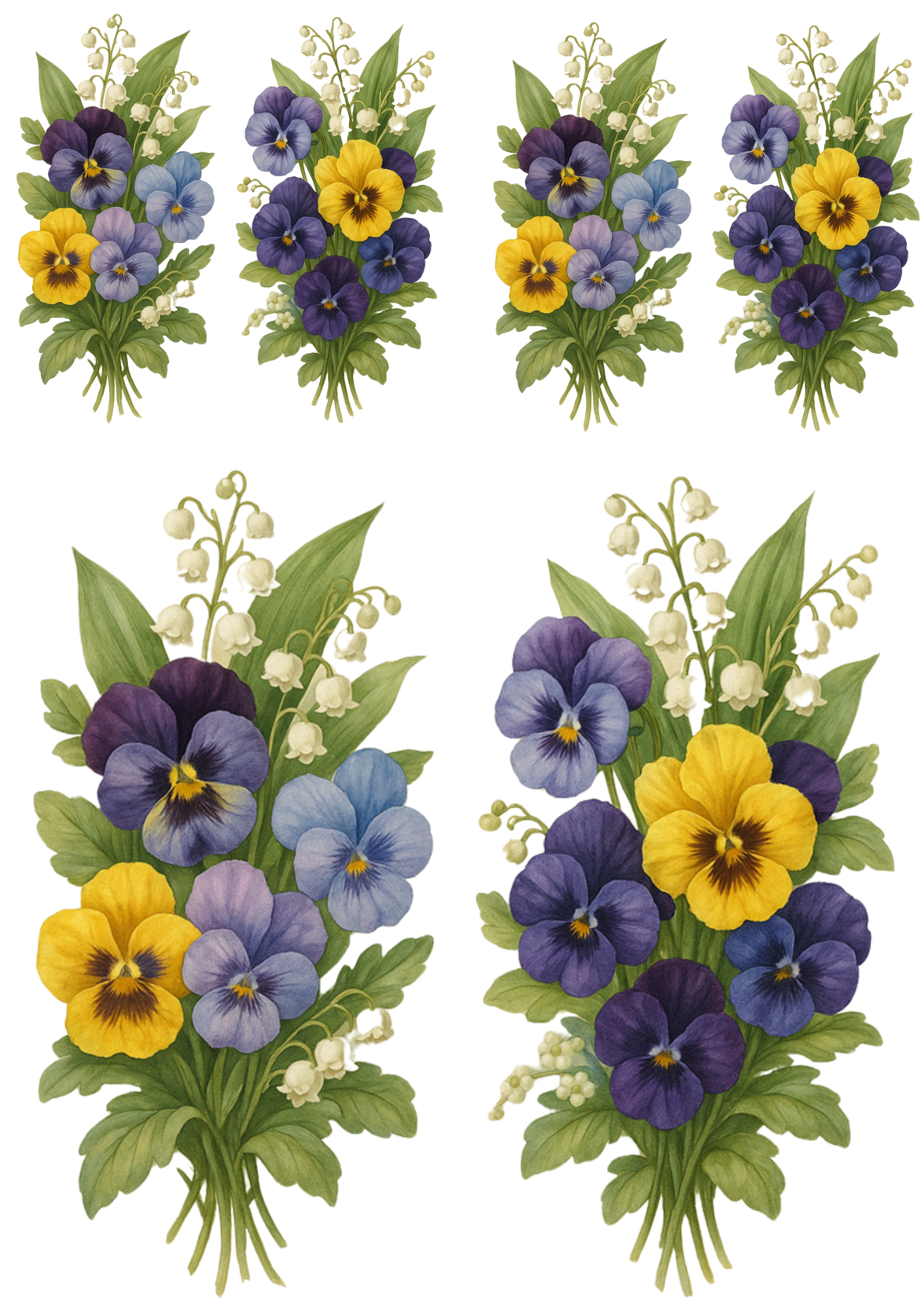 Rice Paper For Decoupage Pansies Collage Cat. No. 4434
