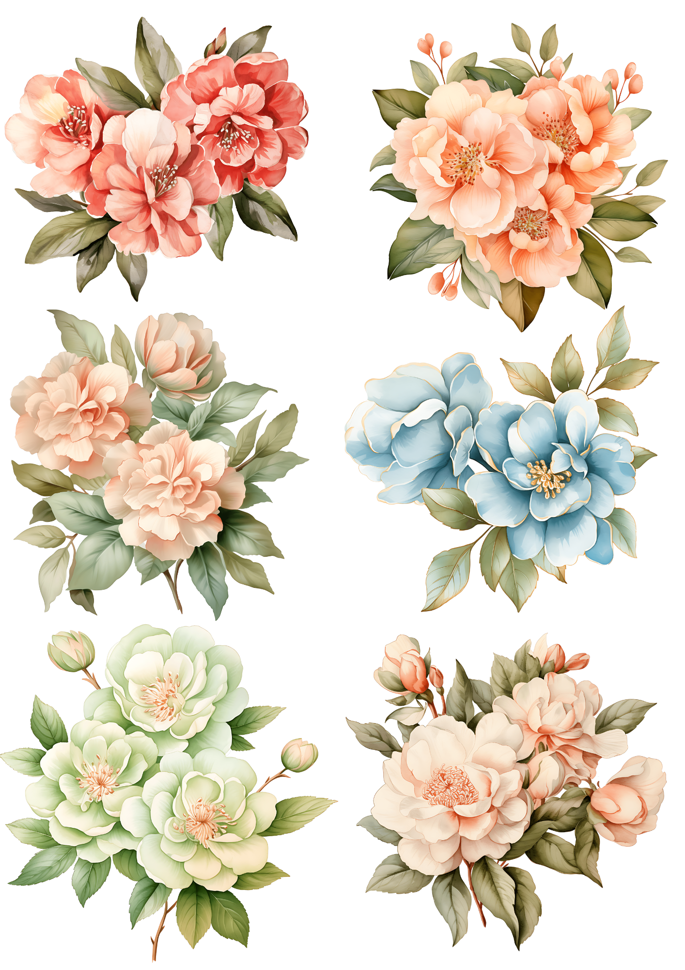 Rice Paper For Decoupage Peonies Collage Cat. No. 4443