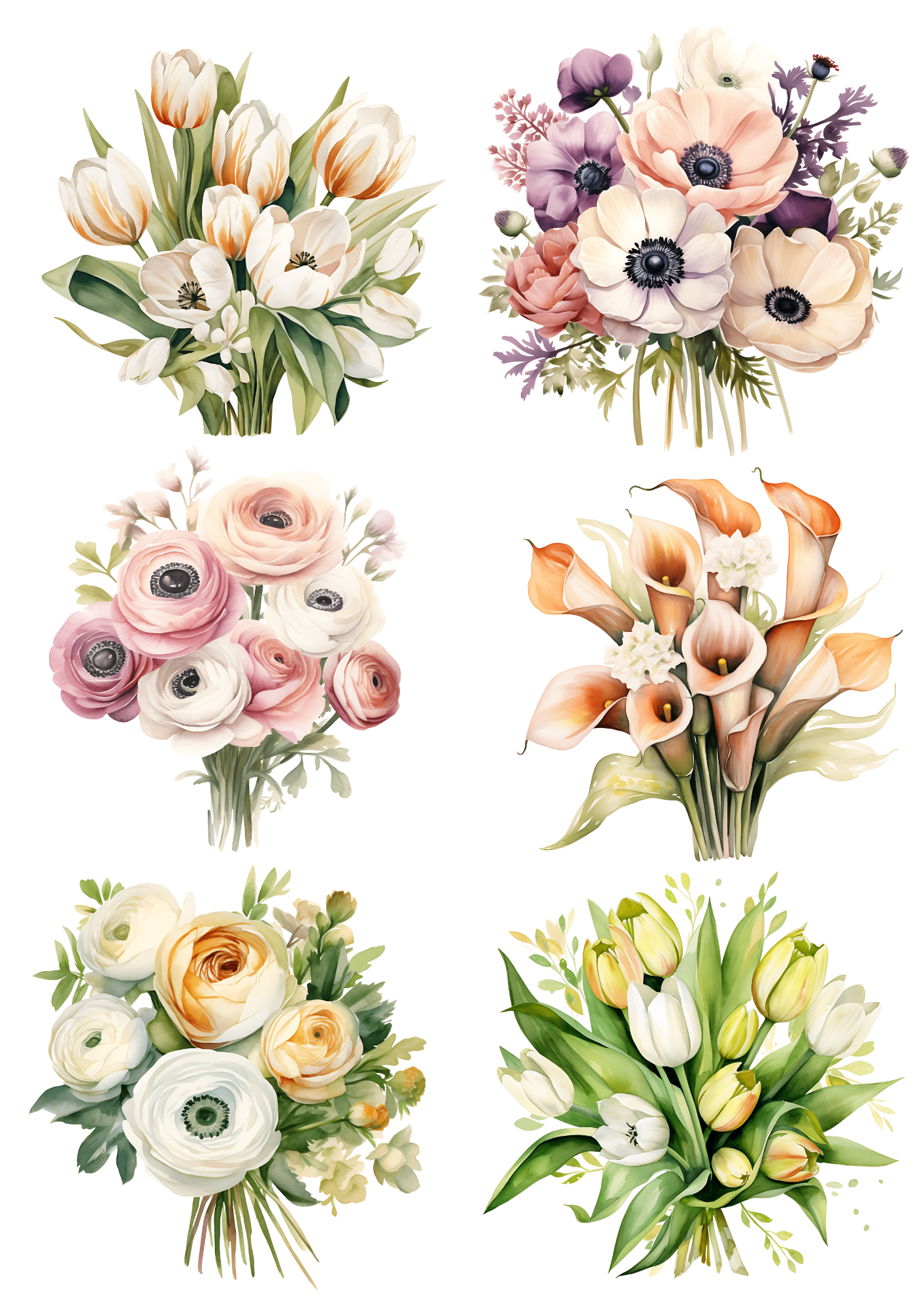 Rice Paper For Decoupage Spring Flowers Various Bouquets Collage Cat. No. 4444