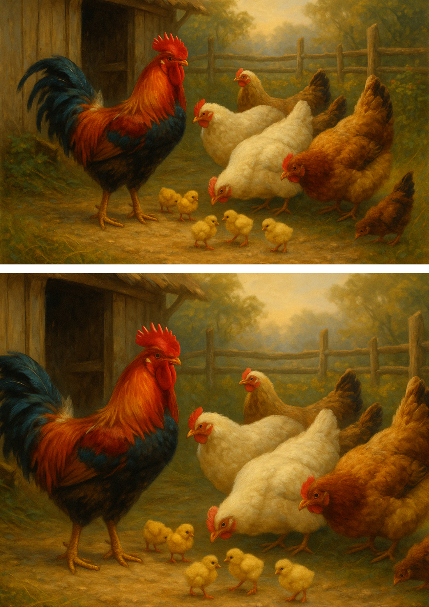 Rice Paper For Decoupage Rooster Hens And Chickens Collage Cat. No. 4454