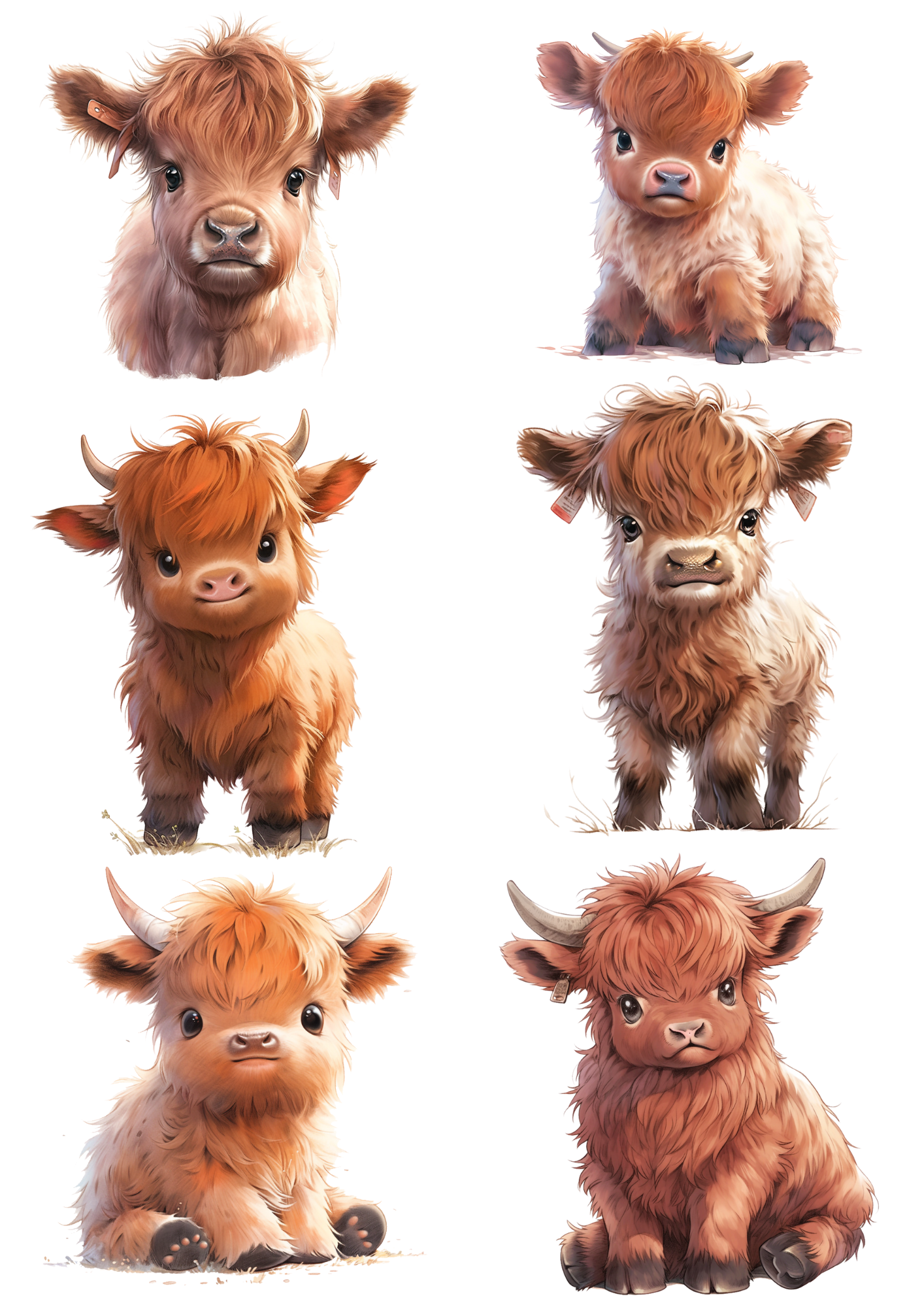 Rice Paper For Decoupage Highland Cow Baby Collage Cat. No. 4461