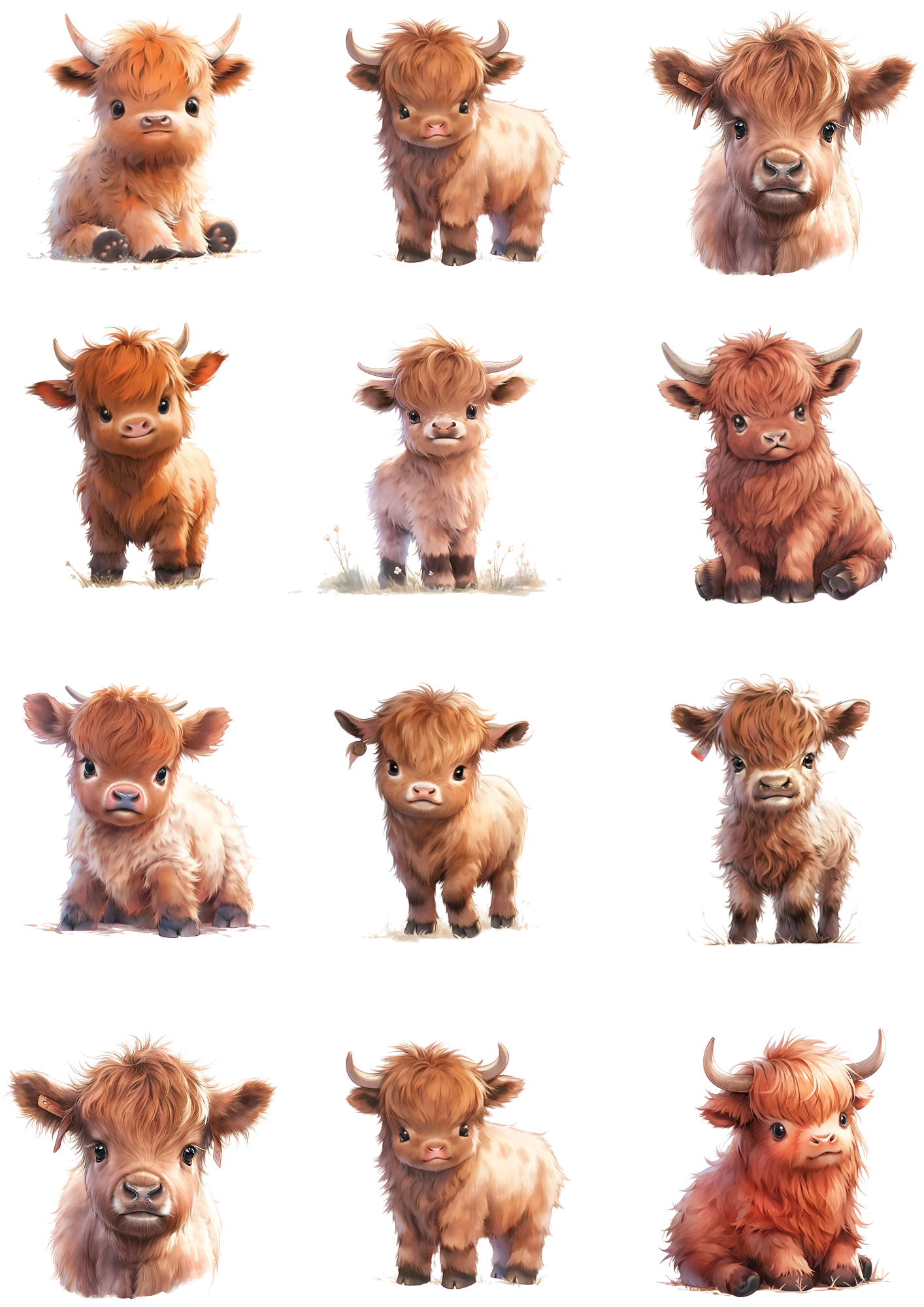 Rice Paper For Decoupage Highland Cow Baby Collage Cat. No. 4464
