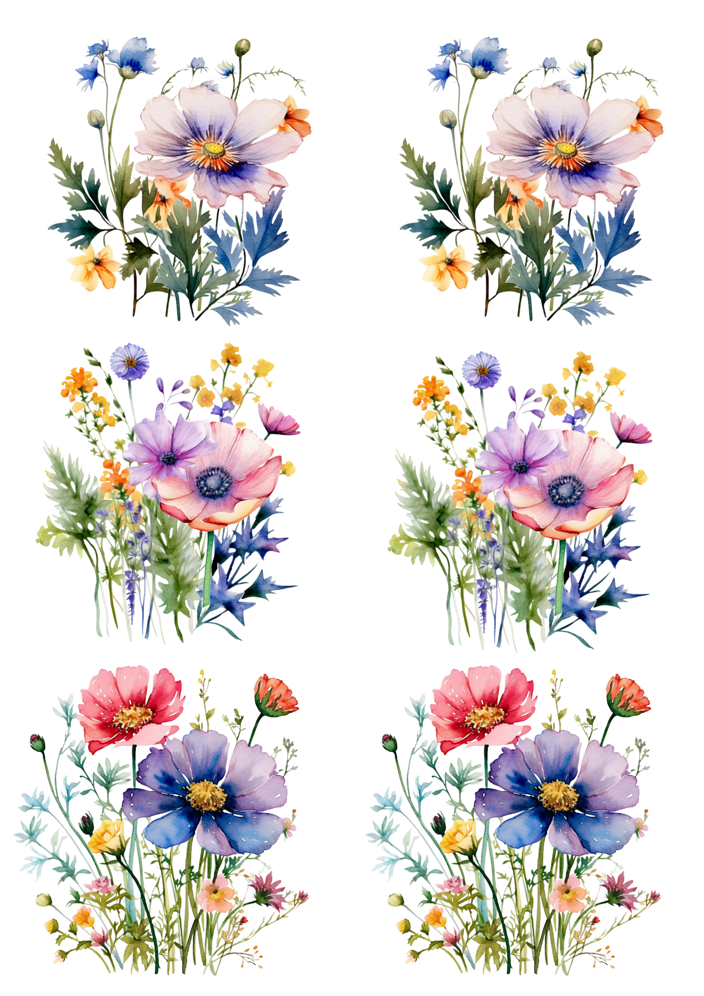 Rice Paper For Decoupage Meadow Flowers Collage Cat. No. 4467