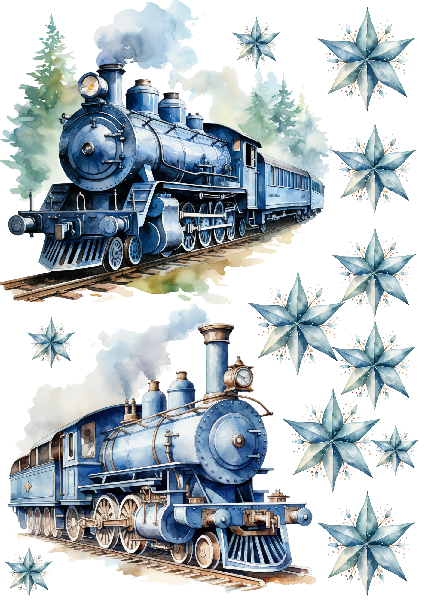 Rice Paper For Decoupage Christmas Magic Train Collage Cat. No. 4474