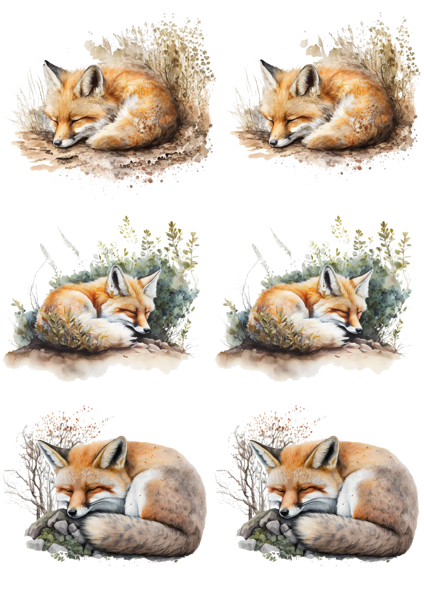Rice Paper For Decoupage Fox Collage Cat. No. 4507