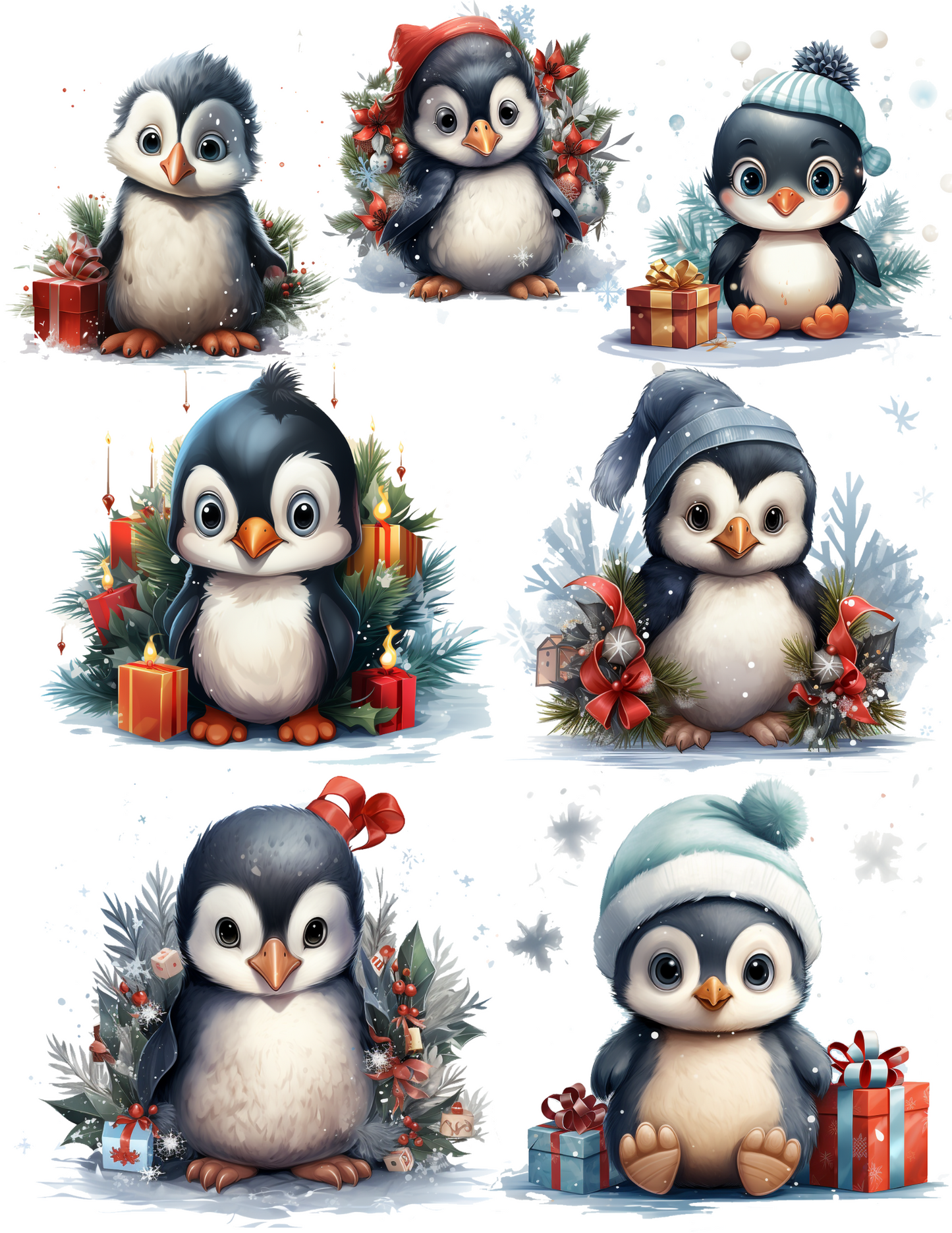 Rice Paper For Decoupage Winter Penguin Collage Cat. No. 4531