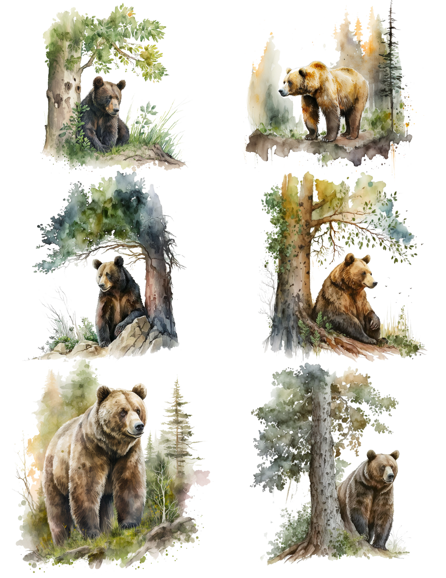 Rice Paper Decoupage Bear In Its Natural Environment 3 Collage Cat. No. 4538