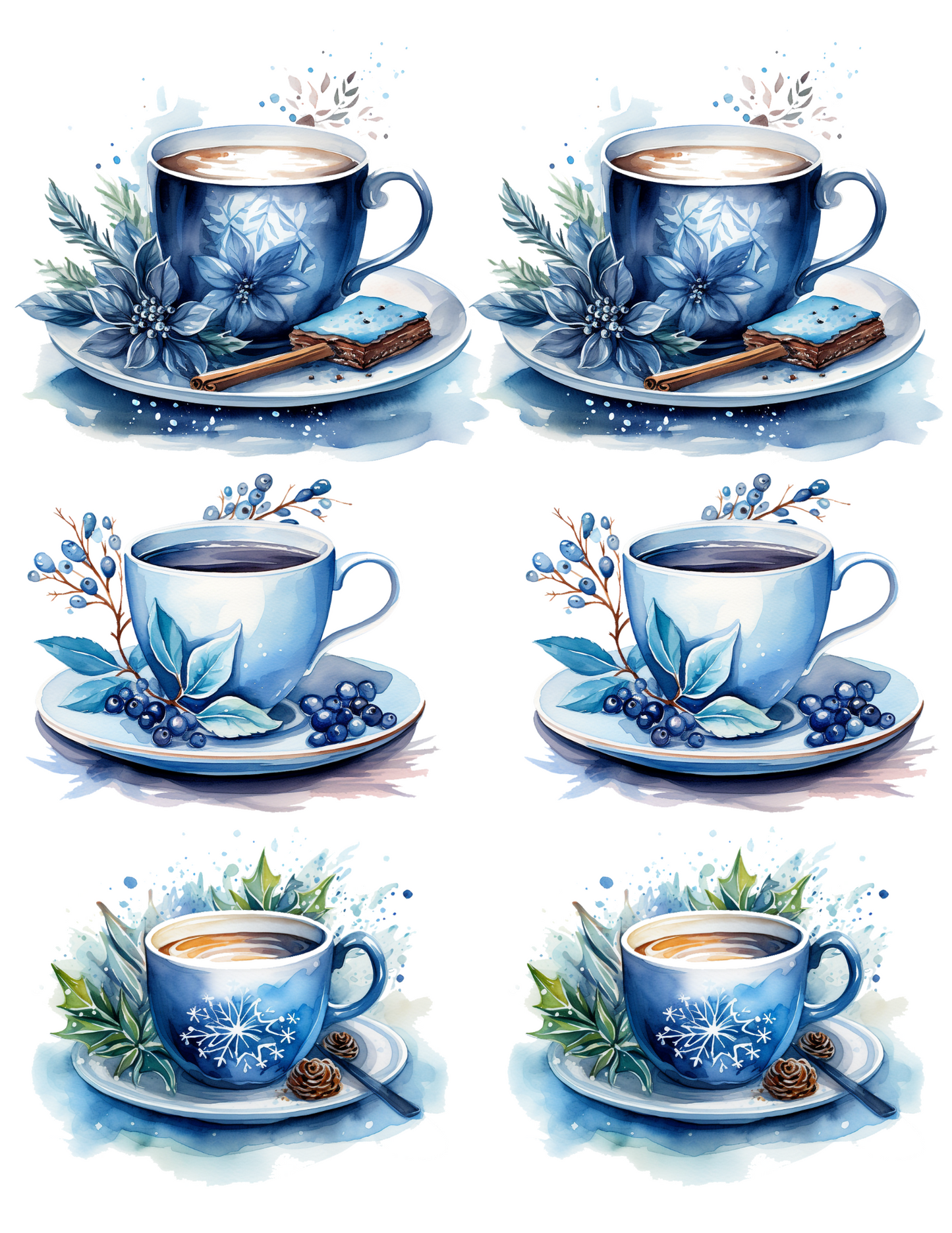 Rice Paper For Decoupage Christmas Coffee Cups Collage Cat. No. 4546