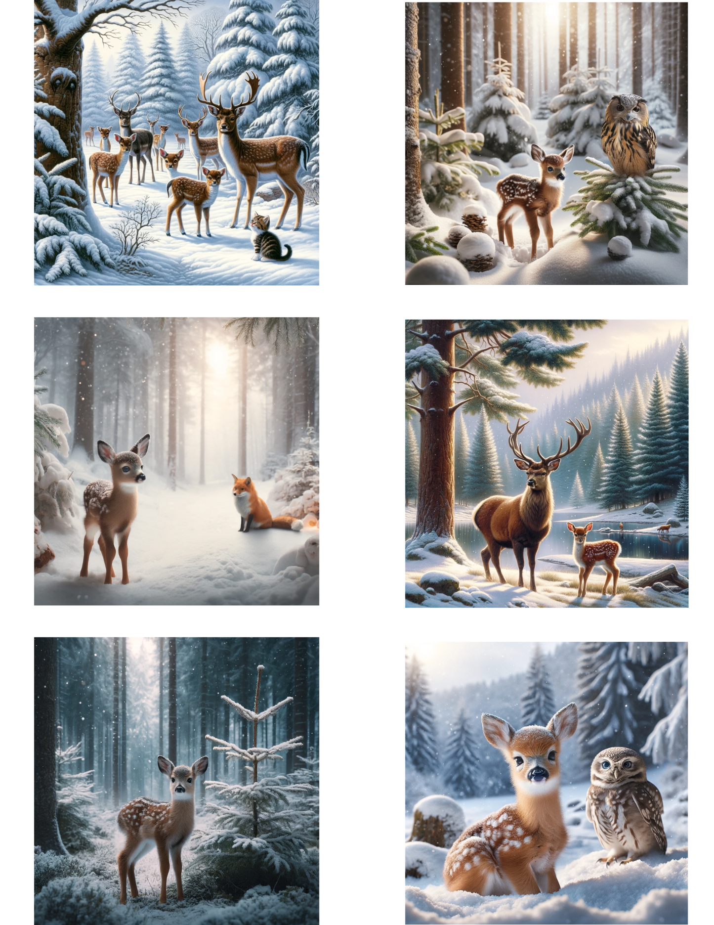 Rice Paper For Decoupage Winter Animals In The Forest Collage Cat. No. 4584