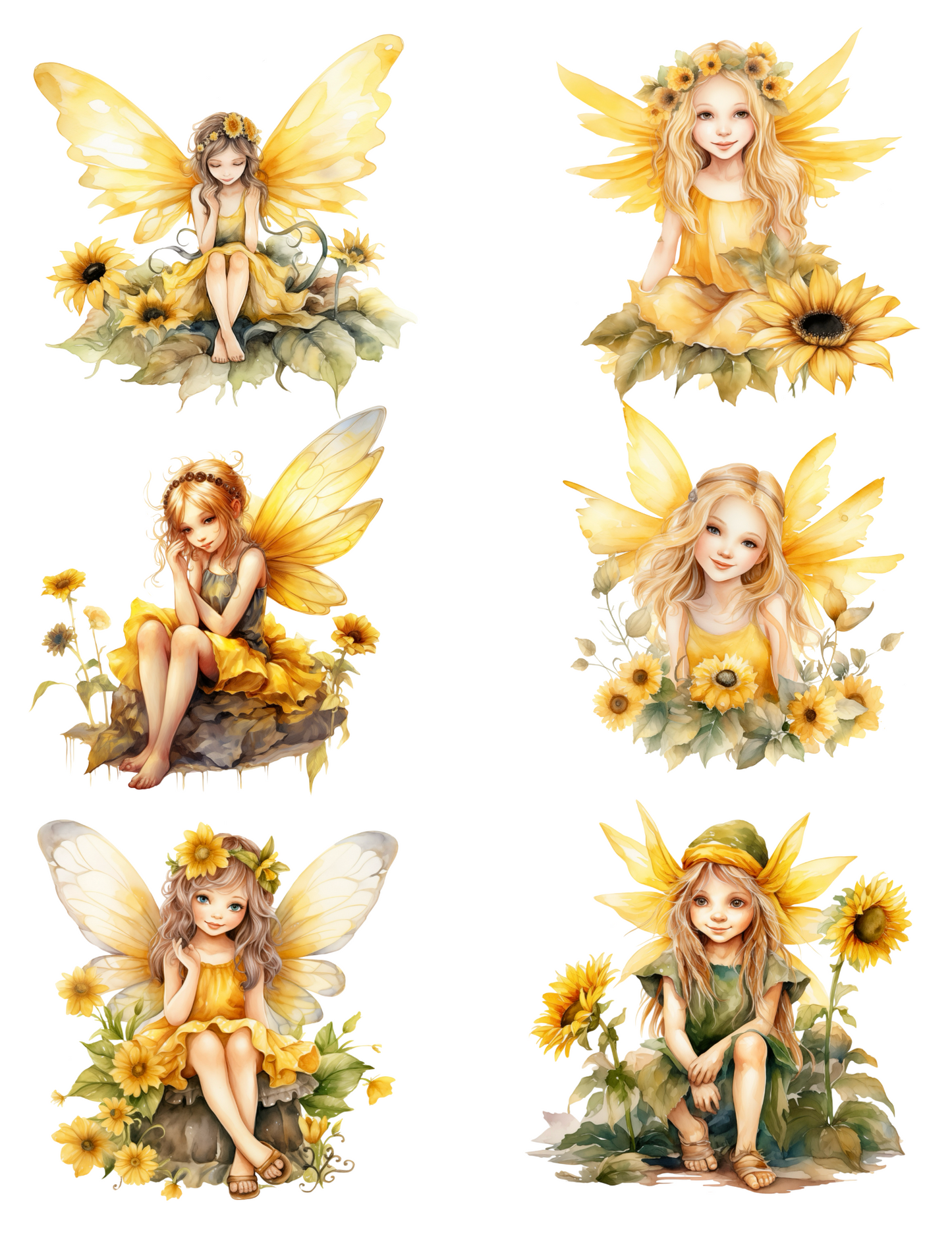 Rice Paper For Decoupage Sunflower Fairy Collage Cat. No. 4592