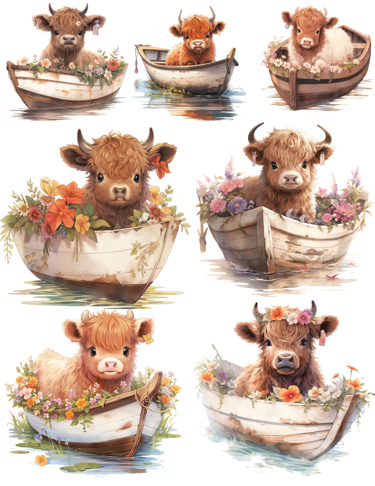 Rice Paper Decoupage High Land Cow In A Boat Cat. No. 4634