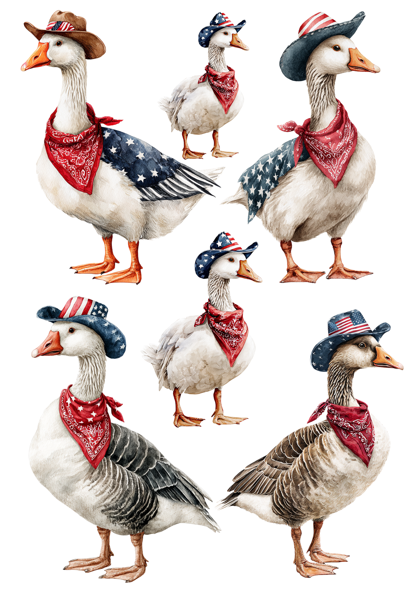 Rice Paper For Decoupage Goose In Hat With American Flag For Independence Day Cat. No. 4663