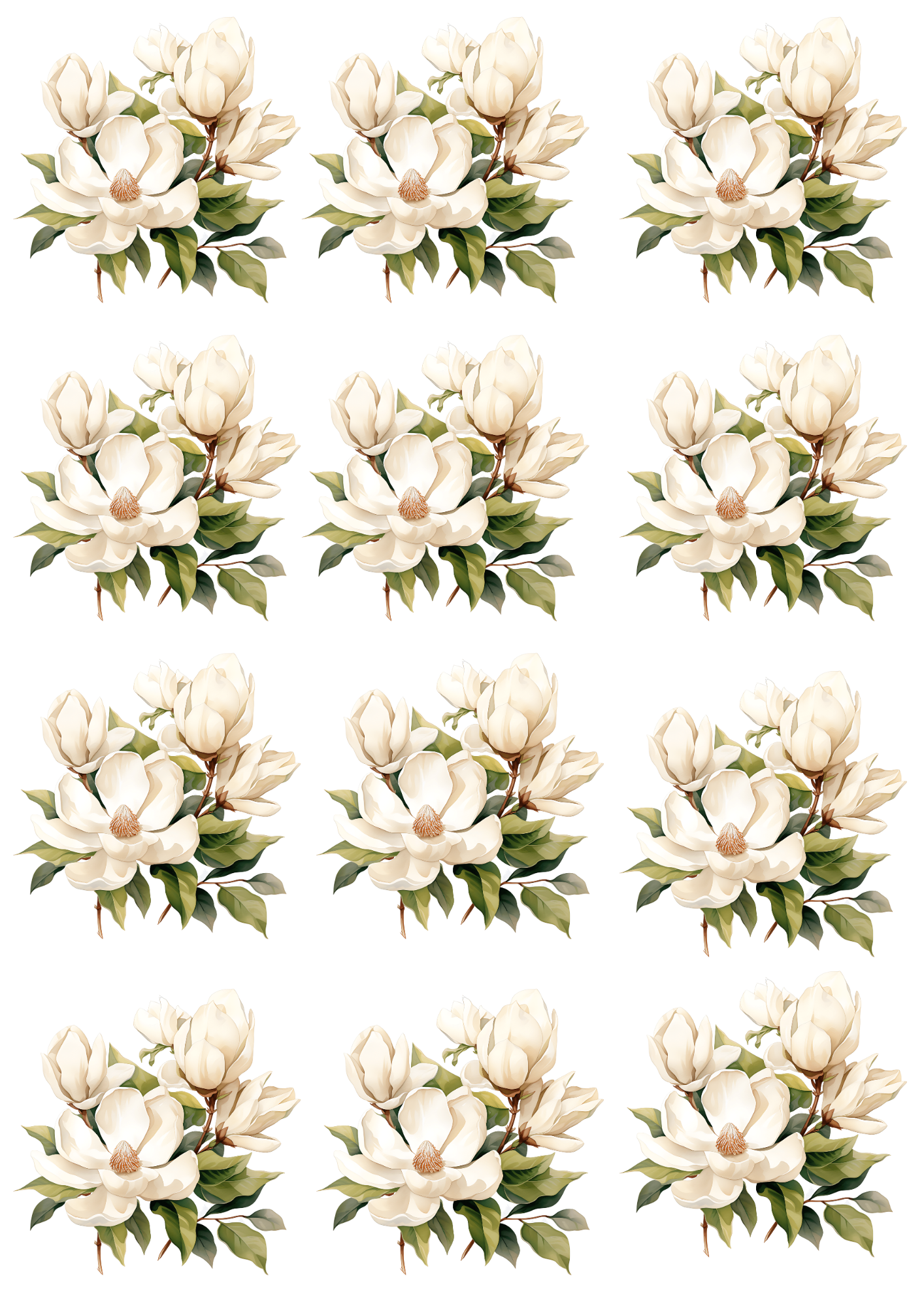Rice Paper For Decoupage Magnolia Bouquets Collage Cat. No. 4669