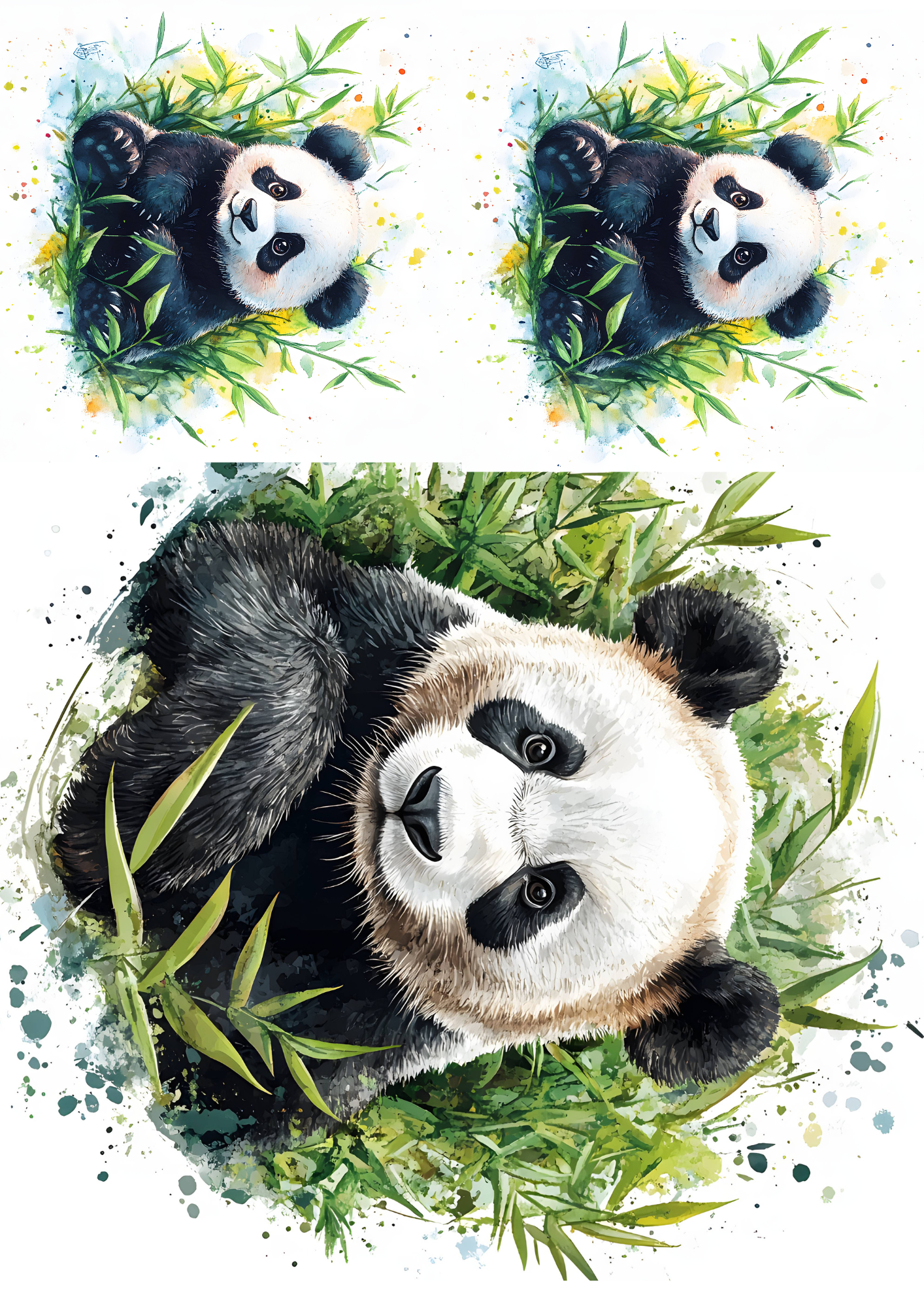 Rice Paper For Decoupage Panda In Bamboo Collage Cat. No. 4676