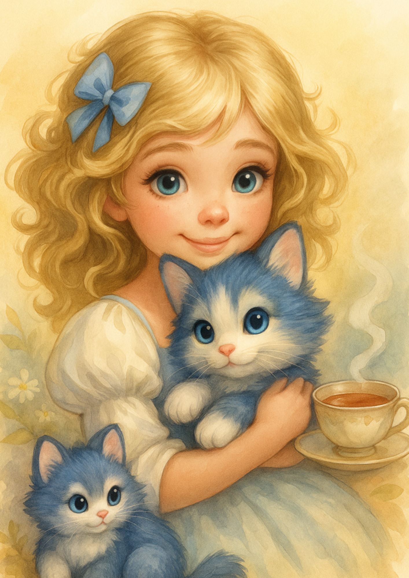 Rice Paper For Decoupage Alice With Kittens Full Cat. No. 4697