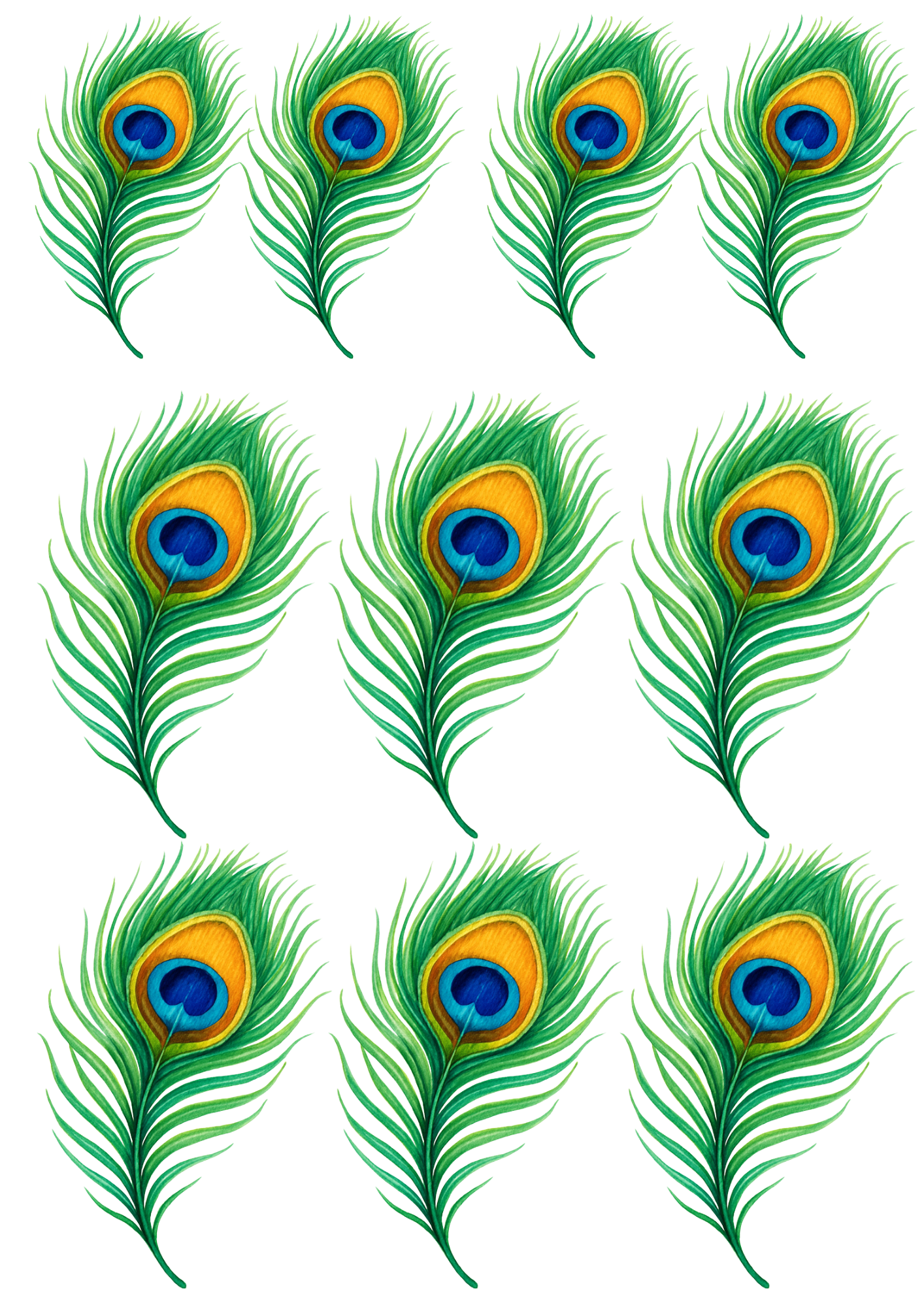 Rice Paper For Decoupage Peacock Feather Collage Cat. No. 4719