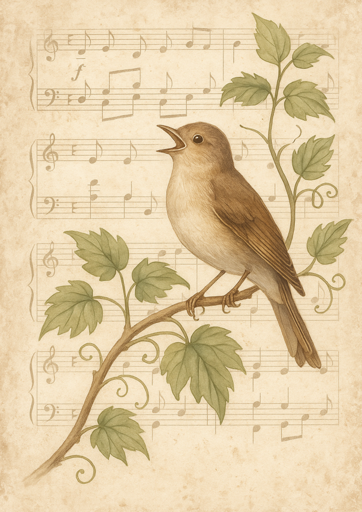 Rice Paper For Decoupage Singing Nightingale Full Cat. No. 4739