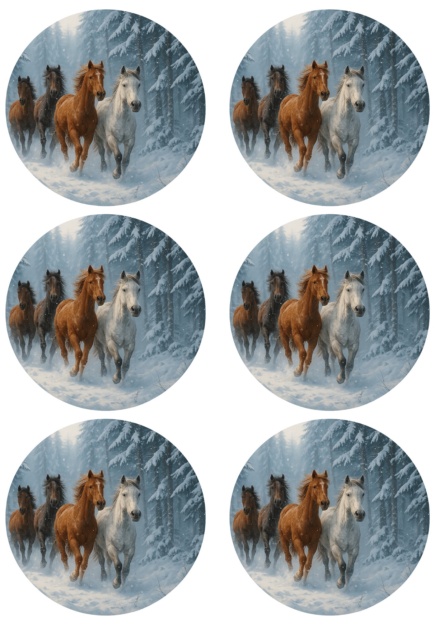 Rice Paper For Decoupage Running Horses In Circles Collage Cat. No. 4761