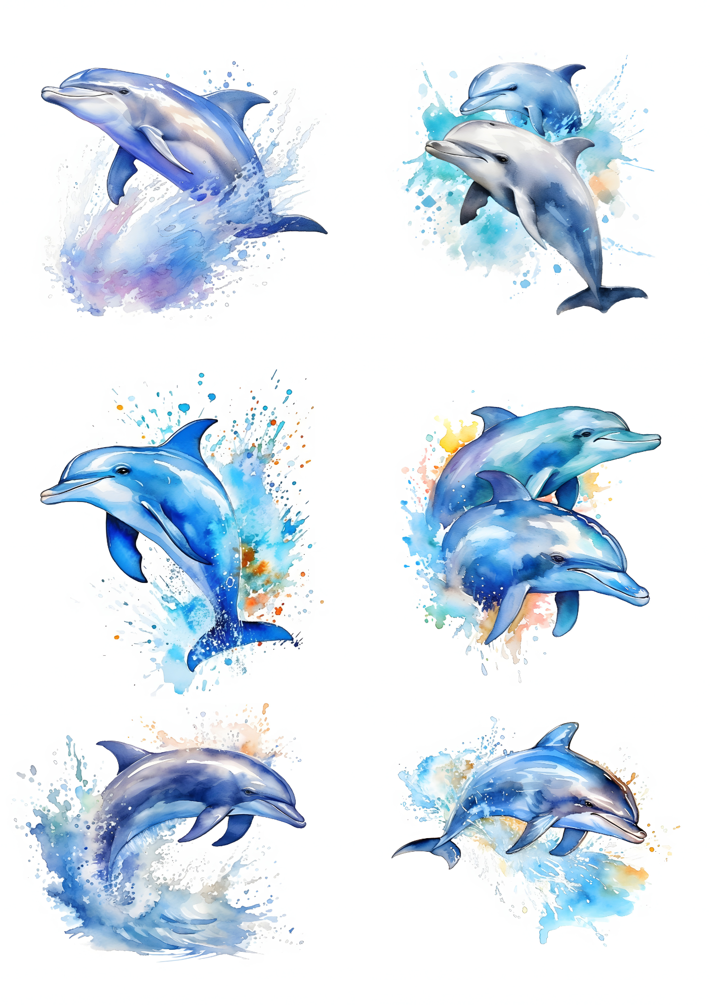 Rice Paper For Decoupage Dolphins Collage Cat. No. 4766