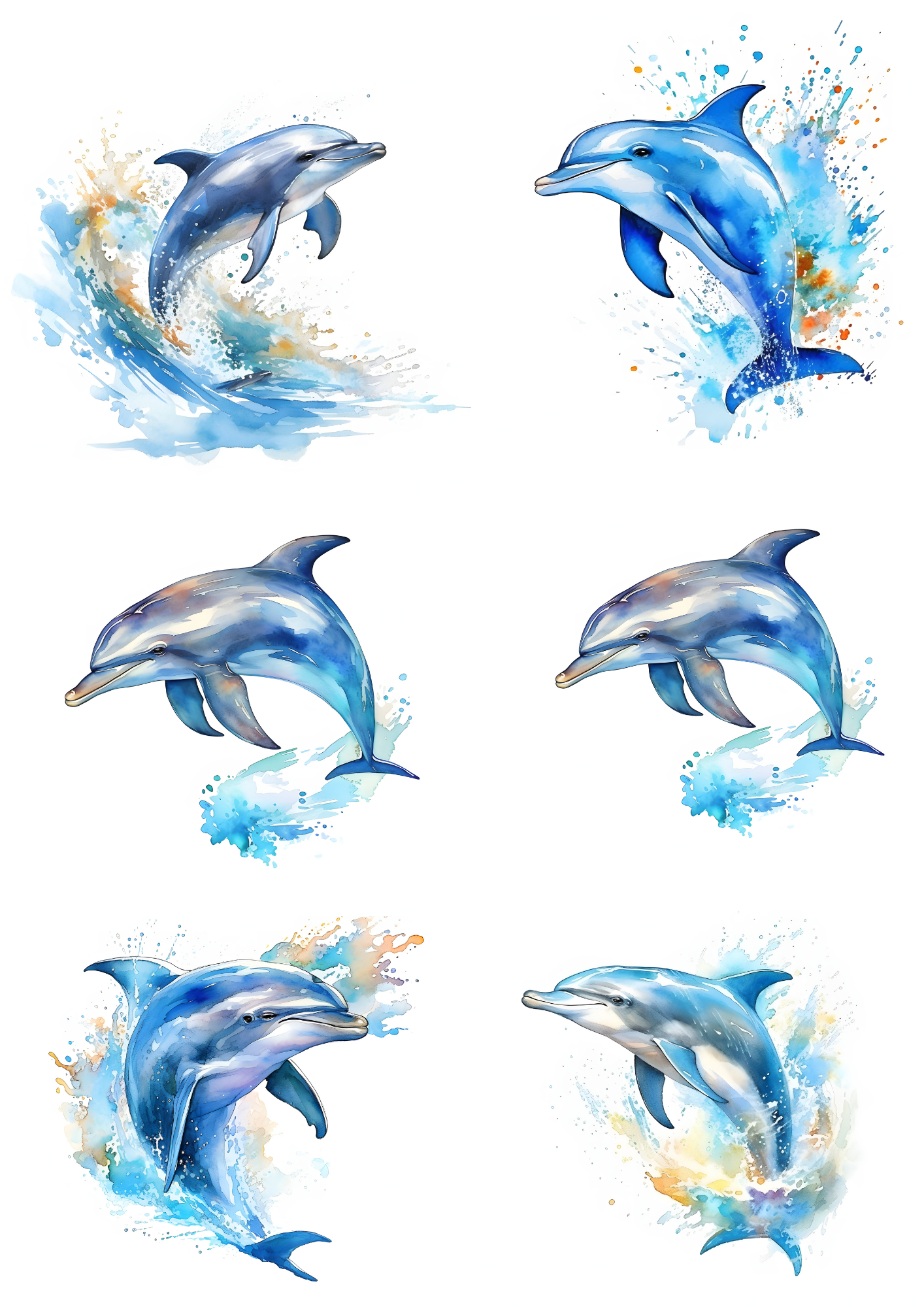 Rice Paper For Decoupage Dolphins Collage Cat. No. 4767
