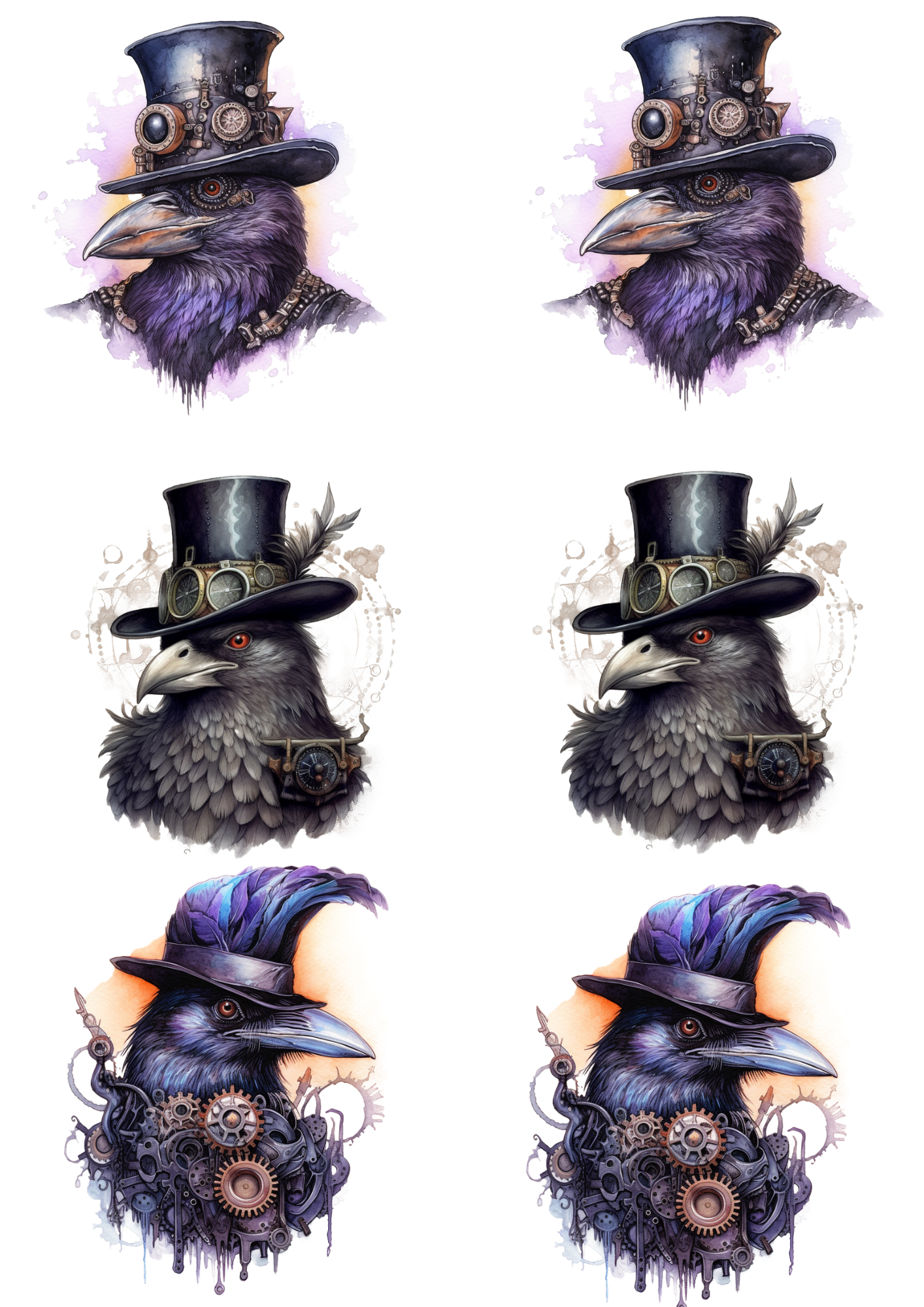 Rice Paper For Decoupage Steampunk Raven Collage Cat. No. 4812