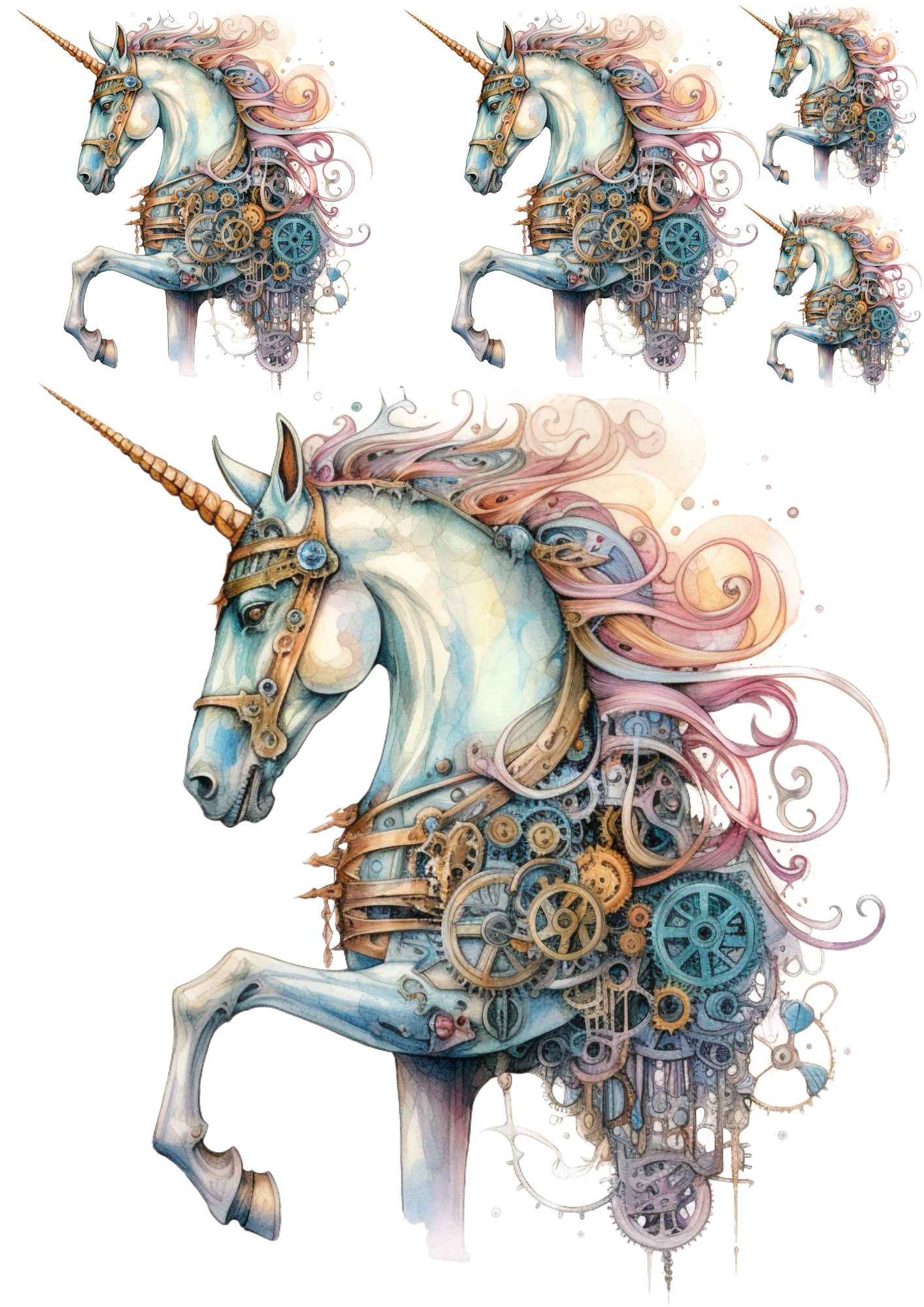 Rice Paper For Decoupage Unicorn Collage Cat. No. 4814
