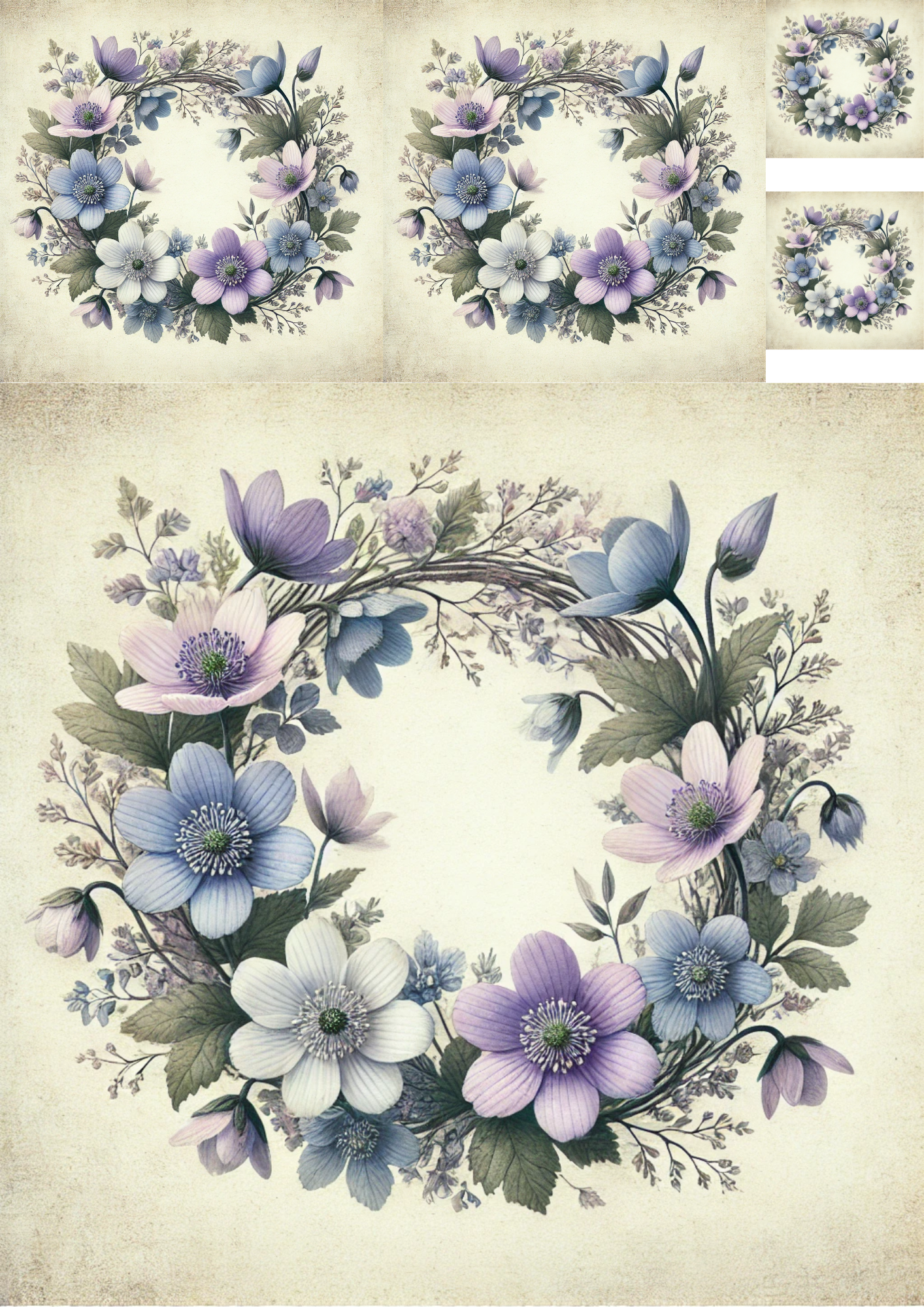 Rice Paper For Decoupage Wreath Collage Cat. No. 4815