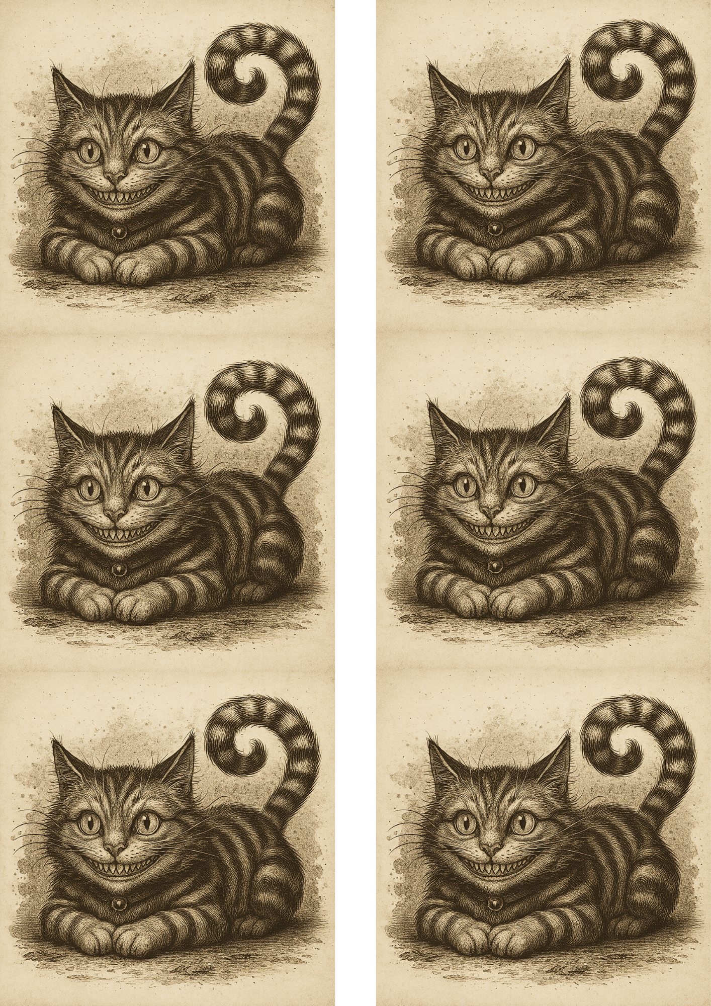 Rice Paper For Decoupage Cheshire Cat Vintage Collage Cat. No. 4821