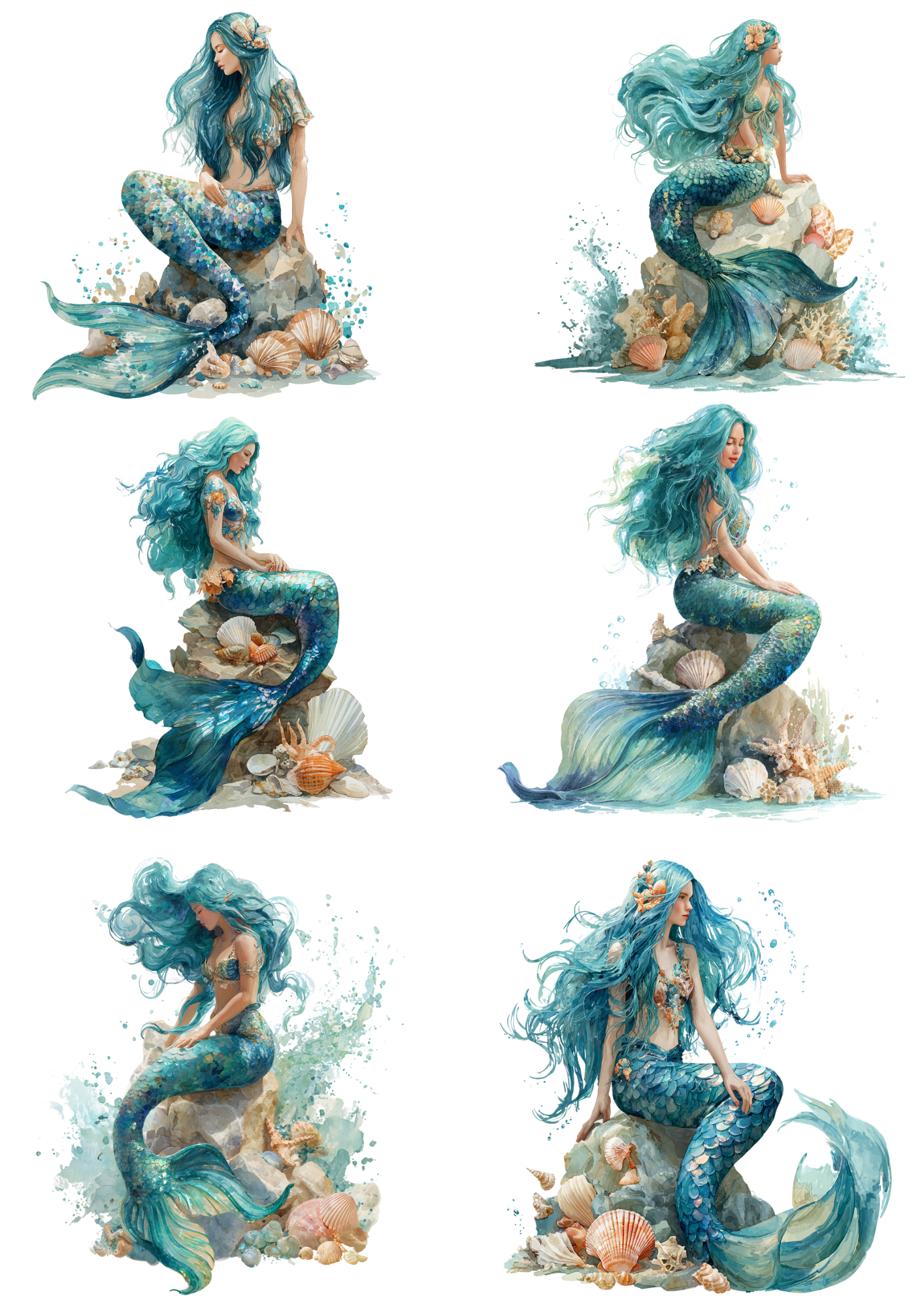 Rice Paper For Decoupage Mermaid On A Rock Collage Cat. No. 4853