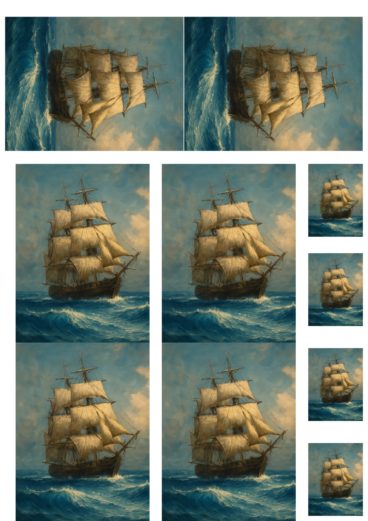 Rice Paper for Decoupage Medieval Sailing Ship Collage Cat. No. 4866