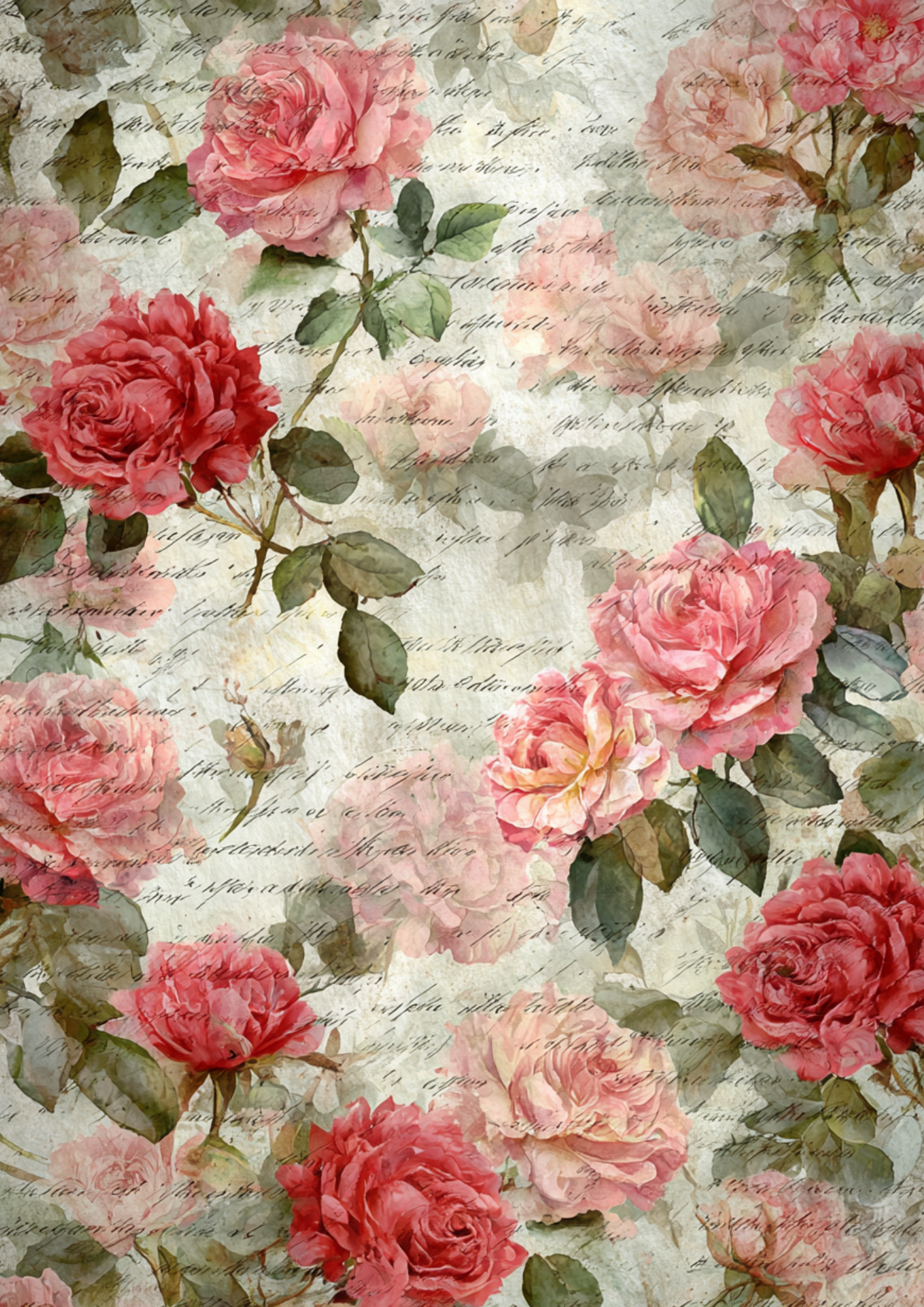 Rice Paper For Decoupage Vintage Roses Background Cat. No. 4884