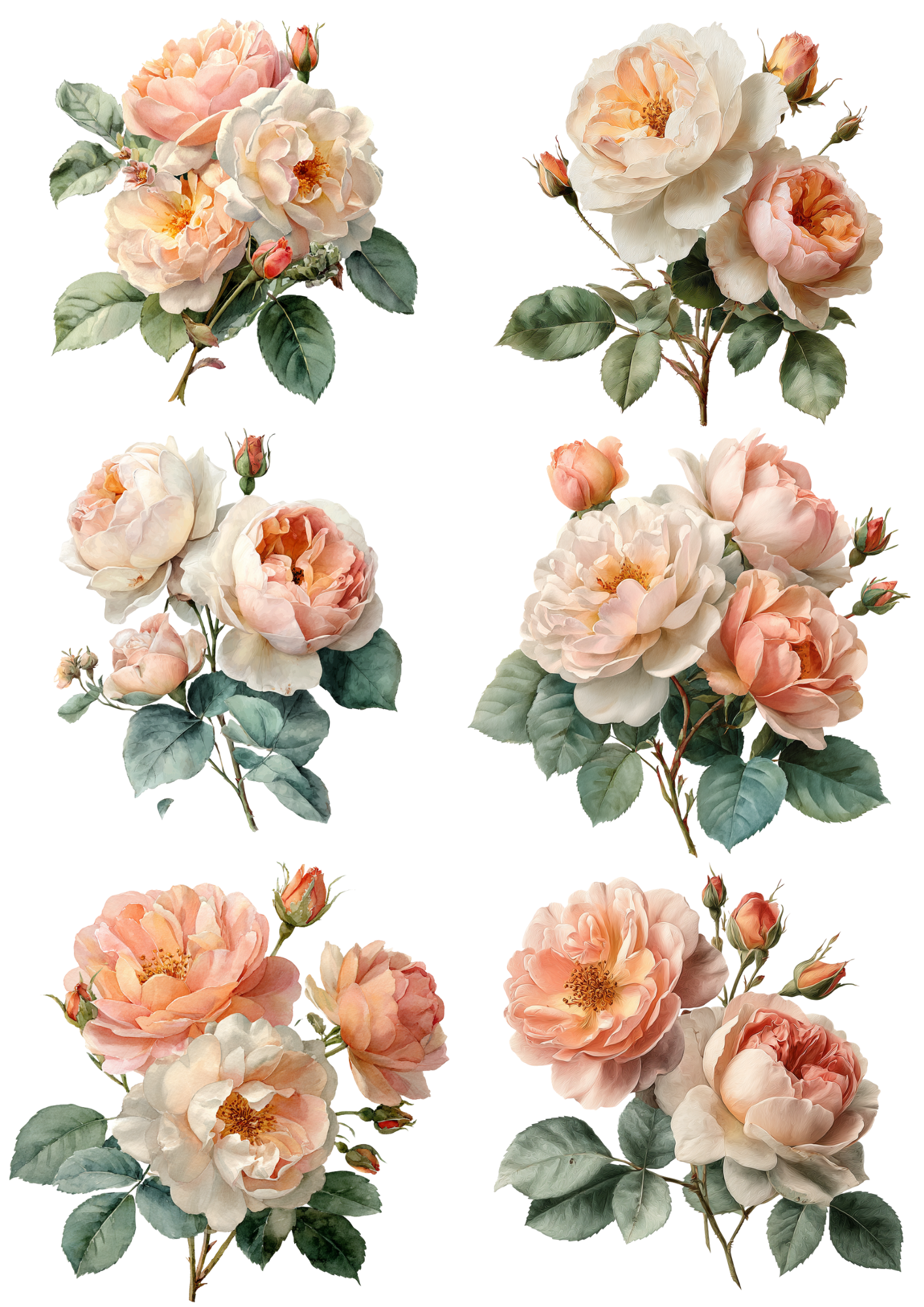 Rice Paper for Decoupage English Roses Collage Cat. No. 4887