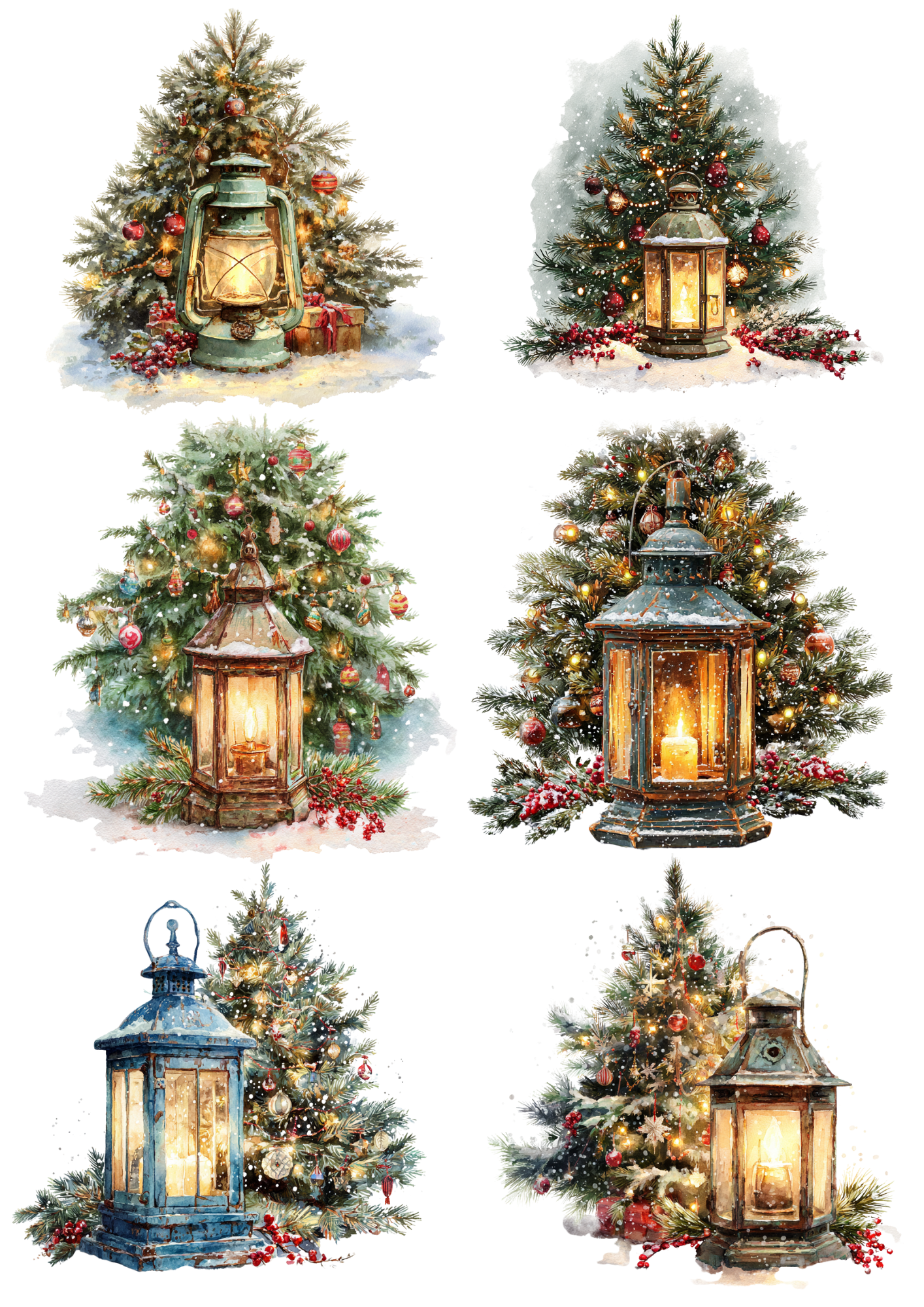 Rice Paper For Decoupage Christmas Lanterns Collage Cat. No. 4894