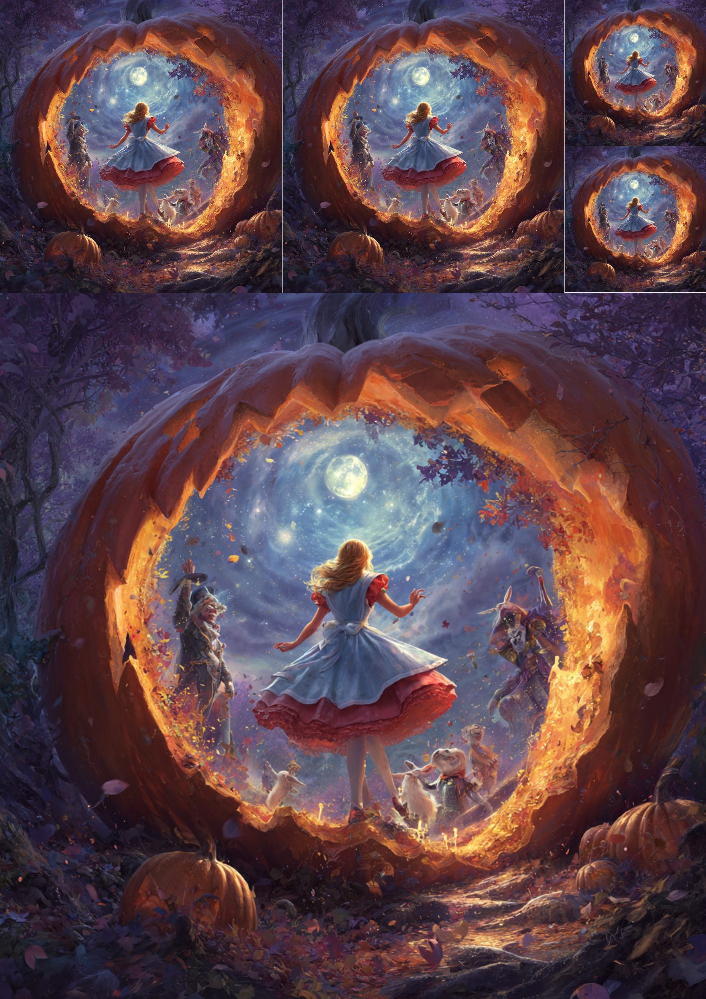 Rice Paper For Decoupage Fairytale Halloween Pumpkin Portal Collage Cat. No. 4921