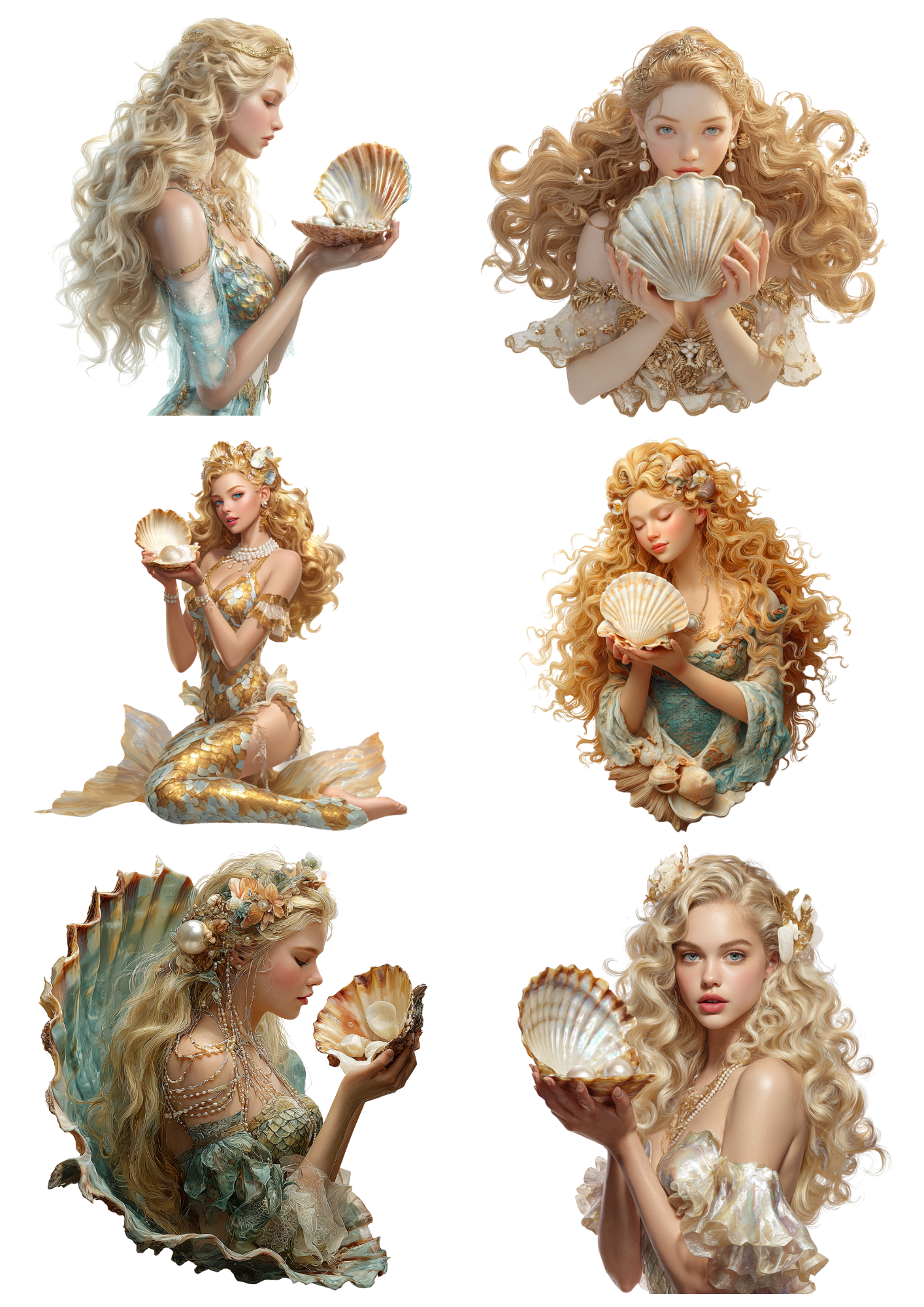 Rice Paper for Decoupage Mermaid with Shell Collage Cat. No. 4934