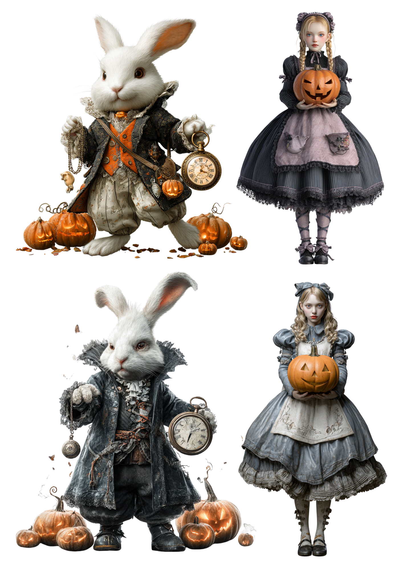 Rice Paper For Decoupage Alice in Wonderland Various Characters Halloween Edition Collage Cat. No. 4941